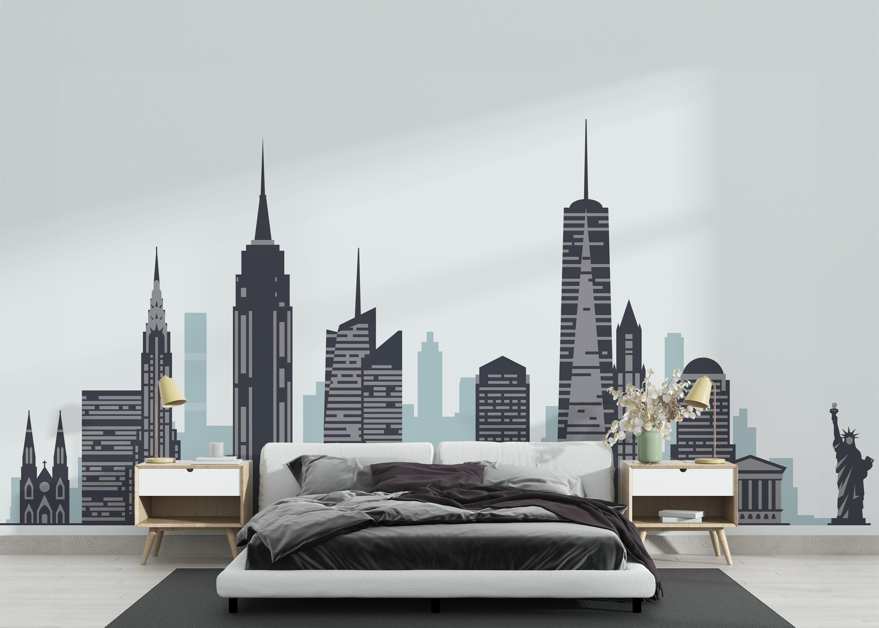 Fototapeta Blue Grey New York mockup 3