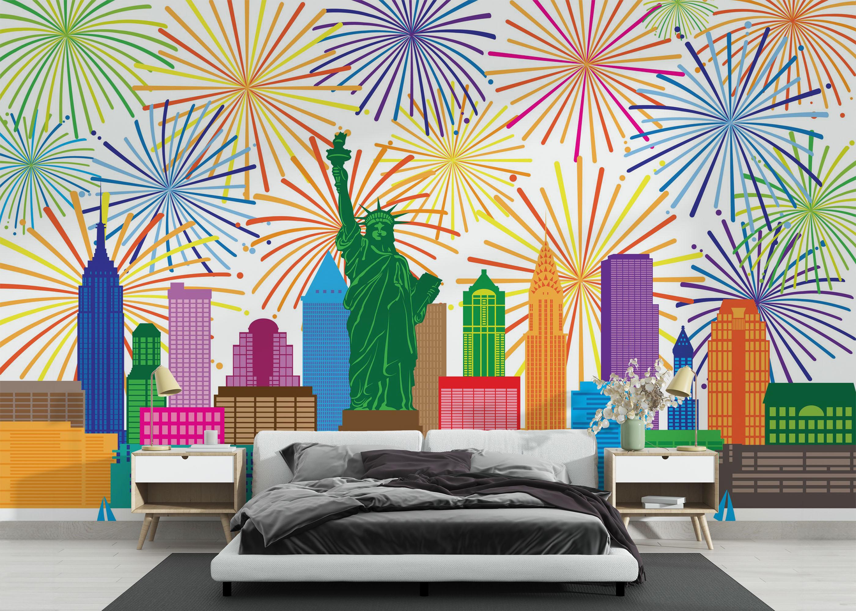 Fototapeta Fireworks New York mockup 3