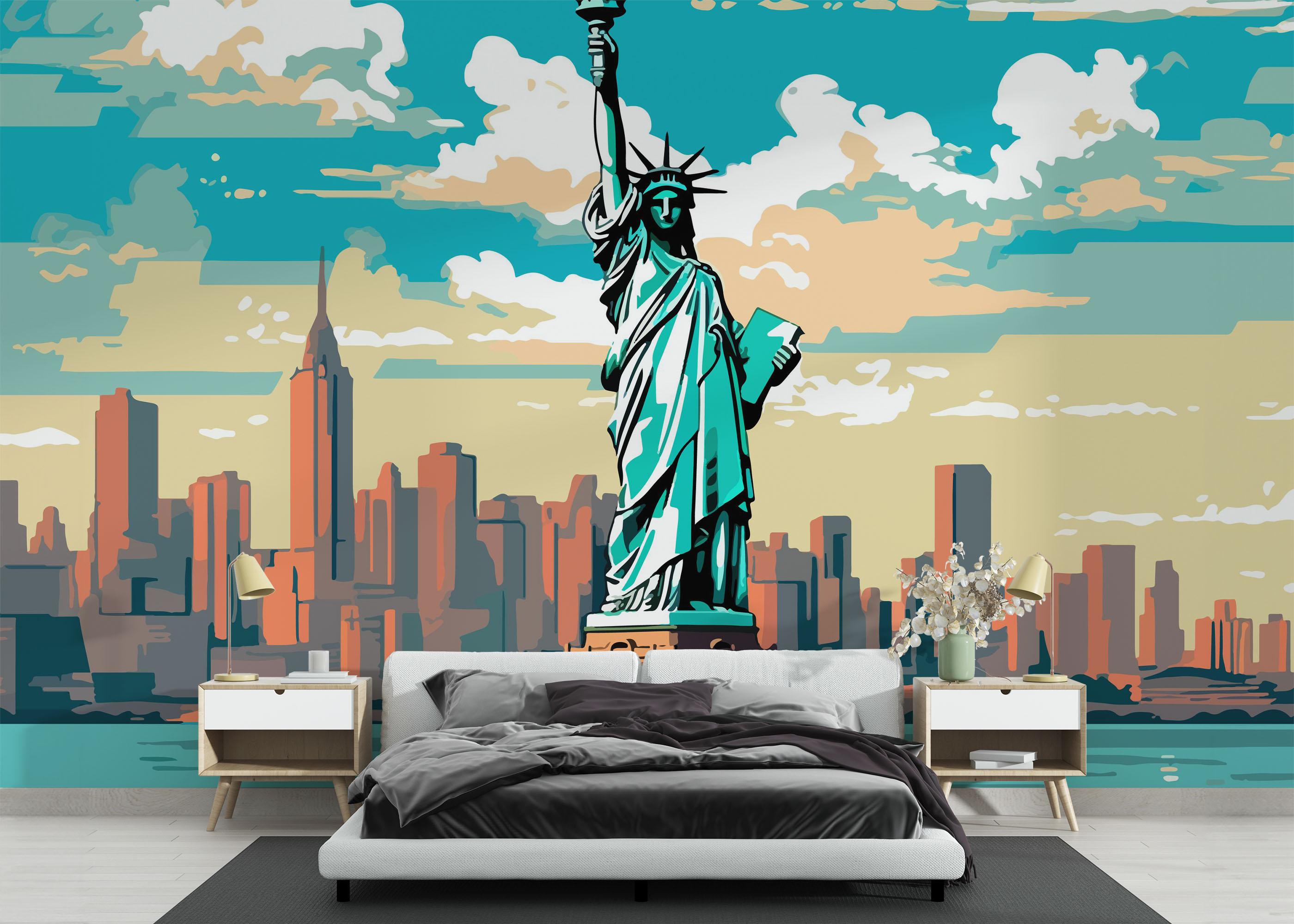 Fototapeta Liberty Statue Cartoon mockup 3