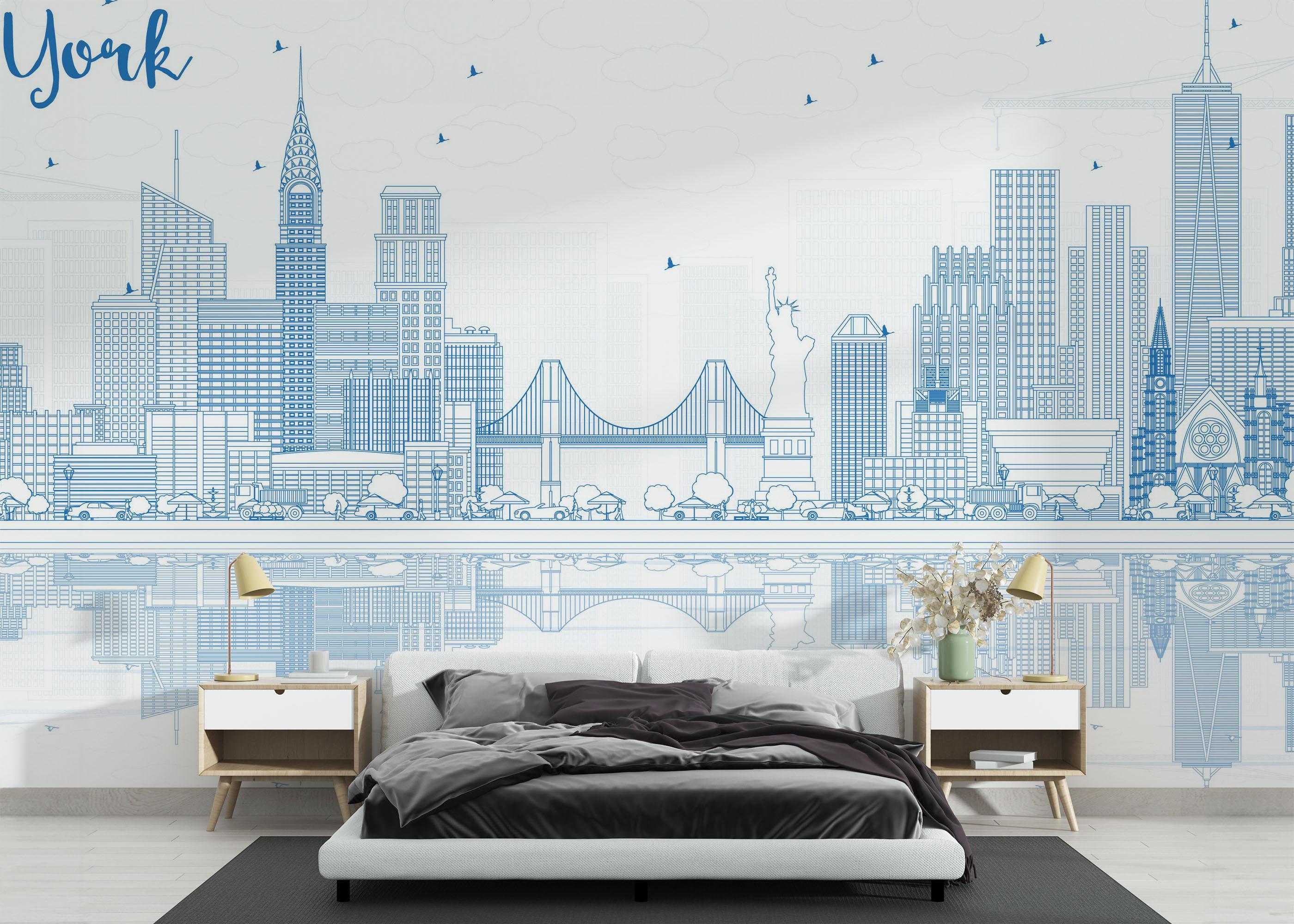 Fototapeta New York Blue Line mockup 3