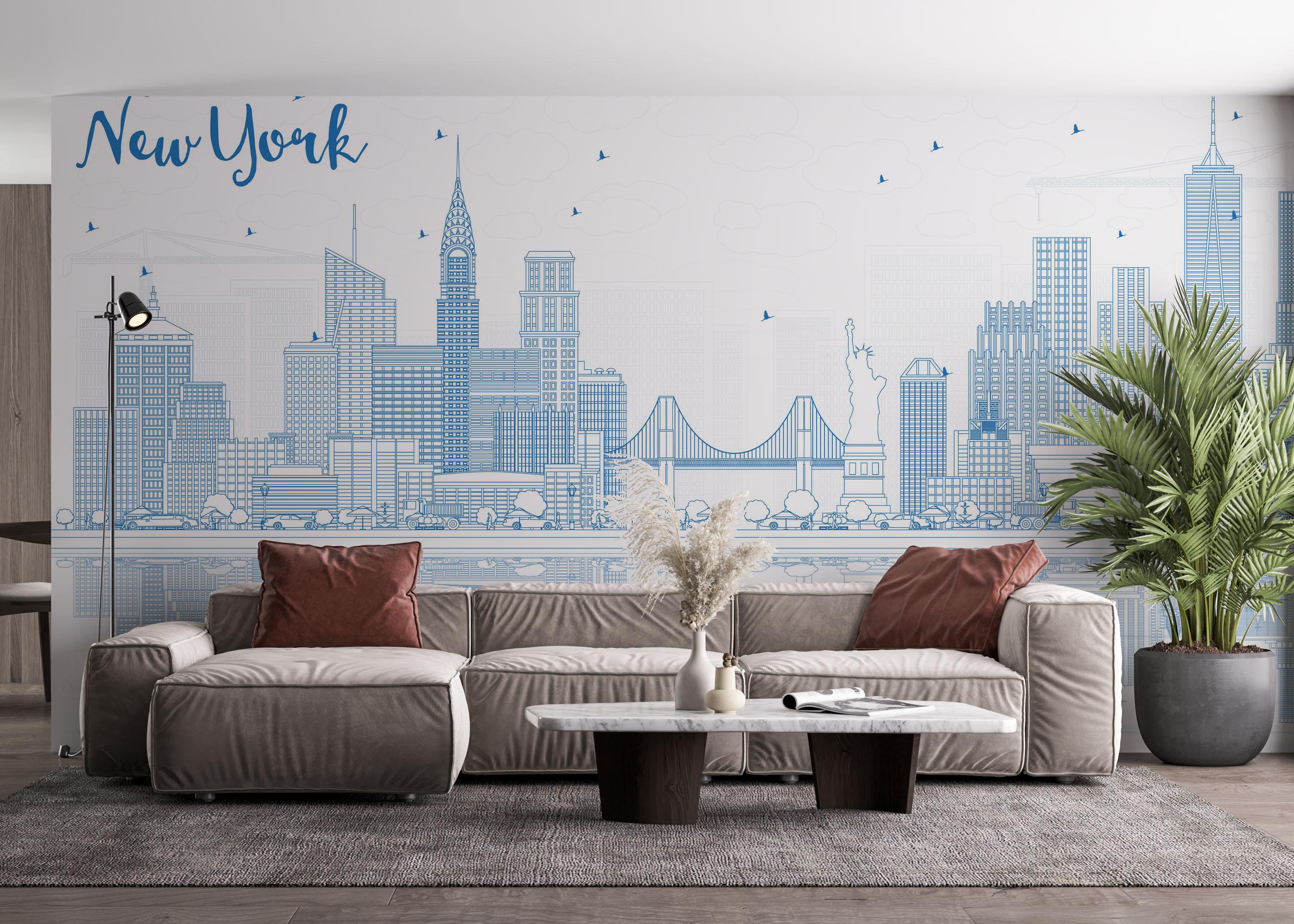Fototapeta New York Blue Line mockup 4