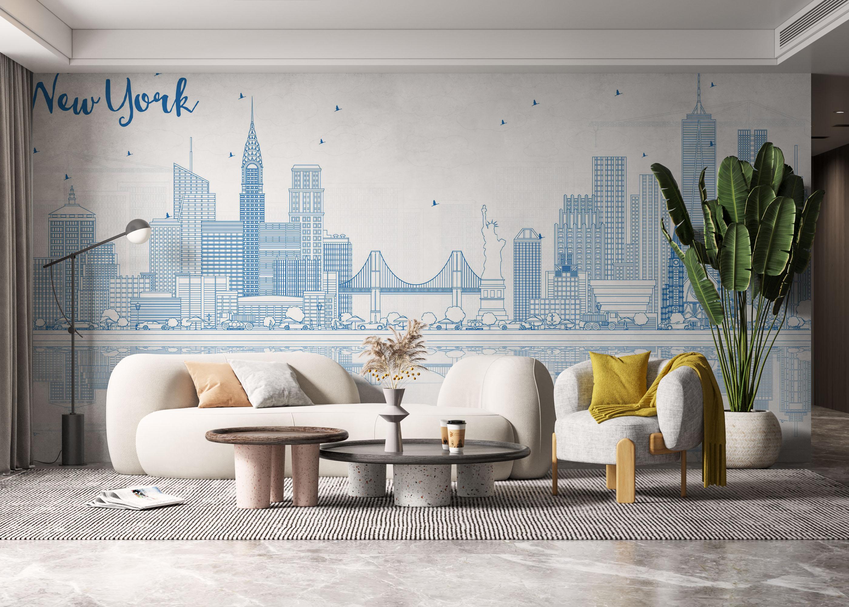 Fototapeta New York Blue Line mockup 6