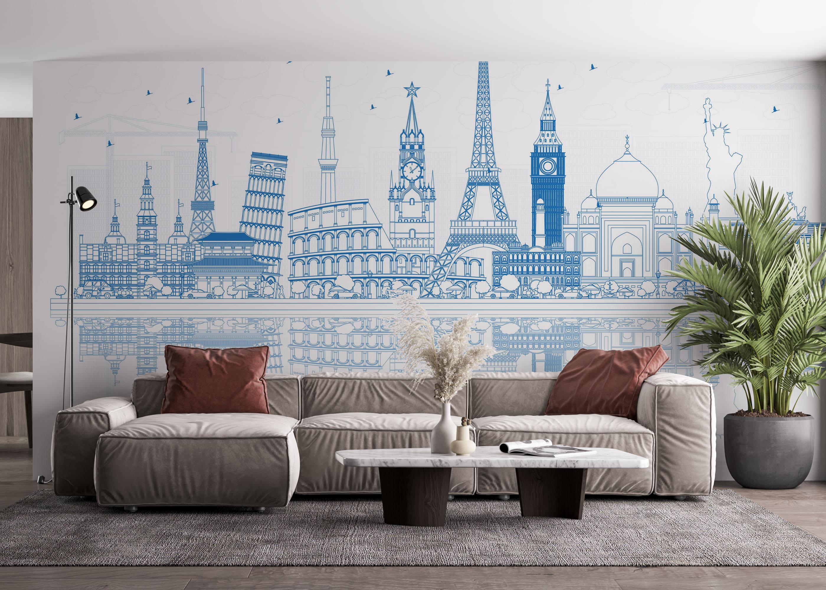 Fototapeta Blue Line Travel mockup 4