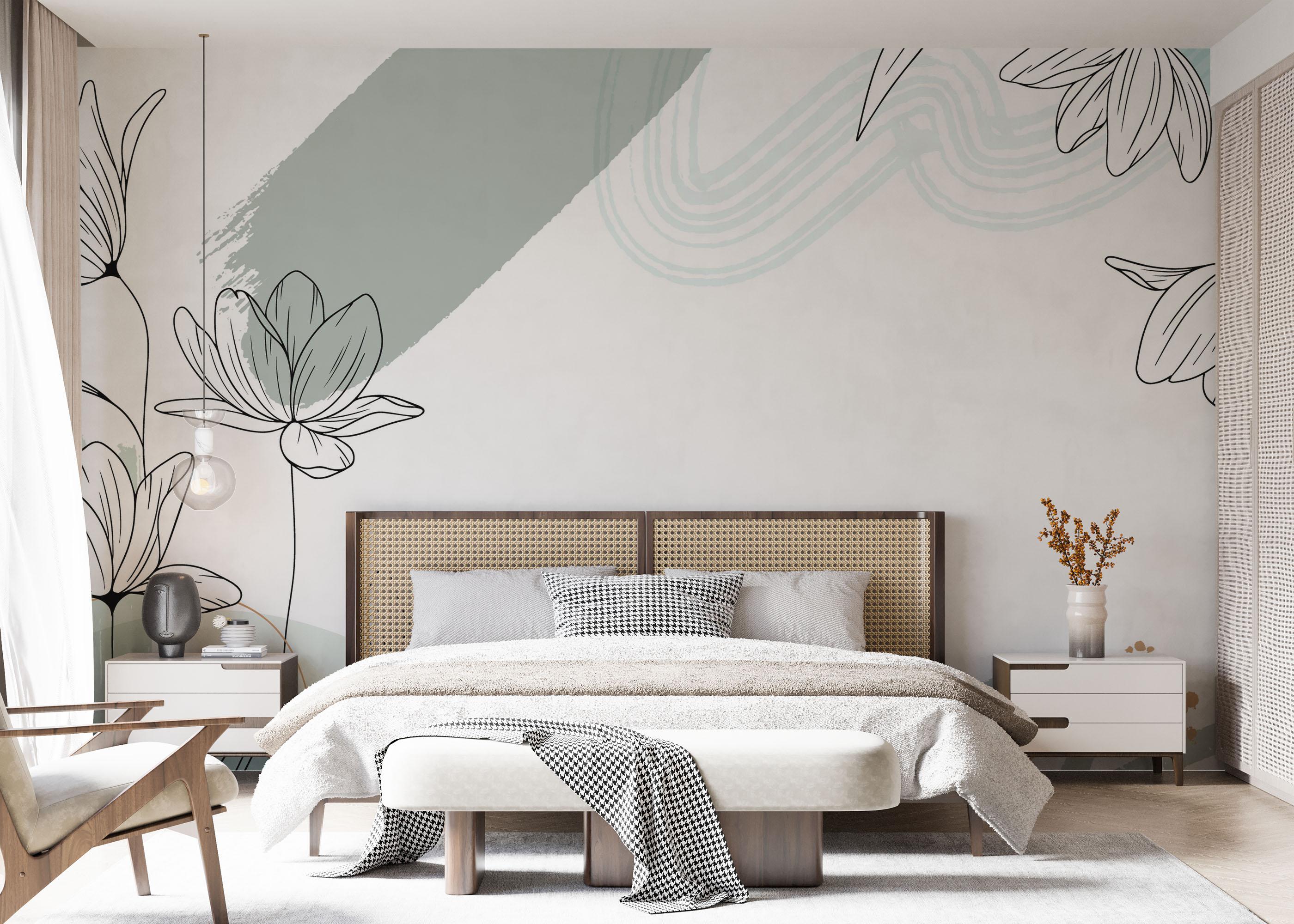 Fototapeta Green Flower Wall mockup 7