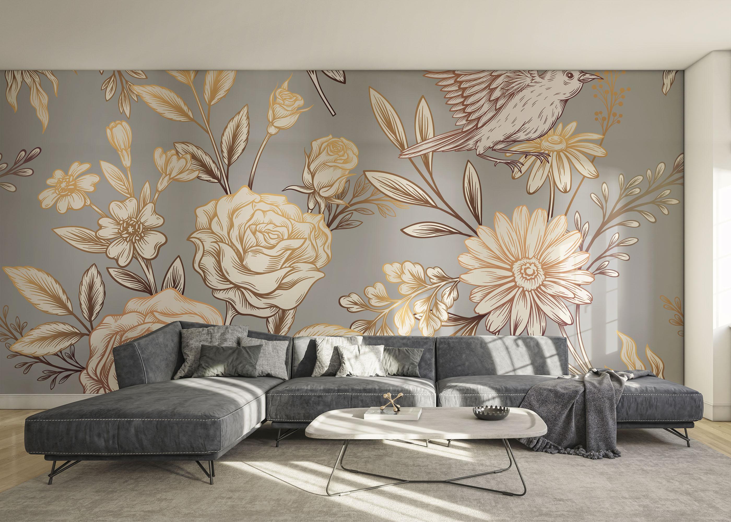 Fototapeta Gold Brown Flower mockup 0