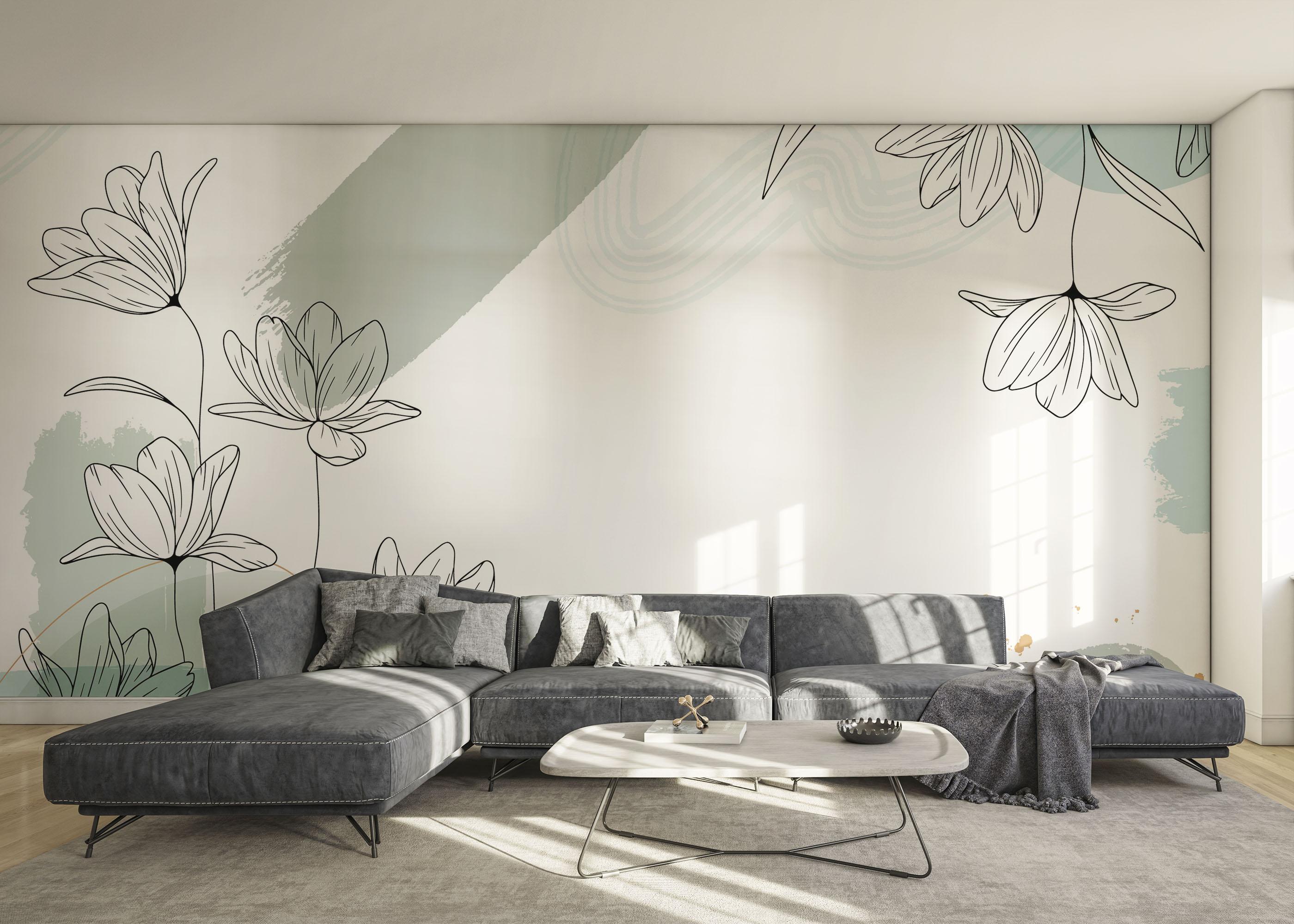 Fototapeta Green Flower Wall mockup 0