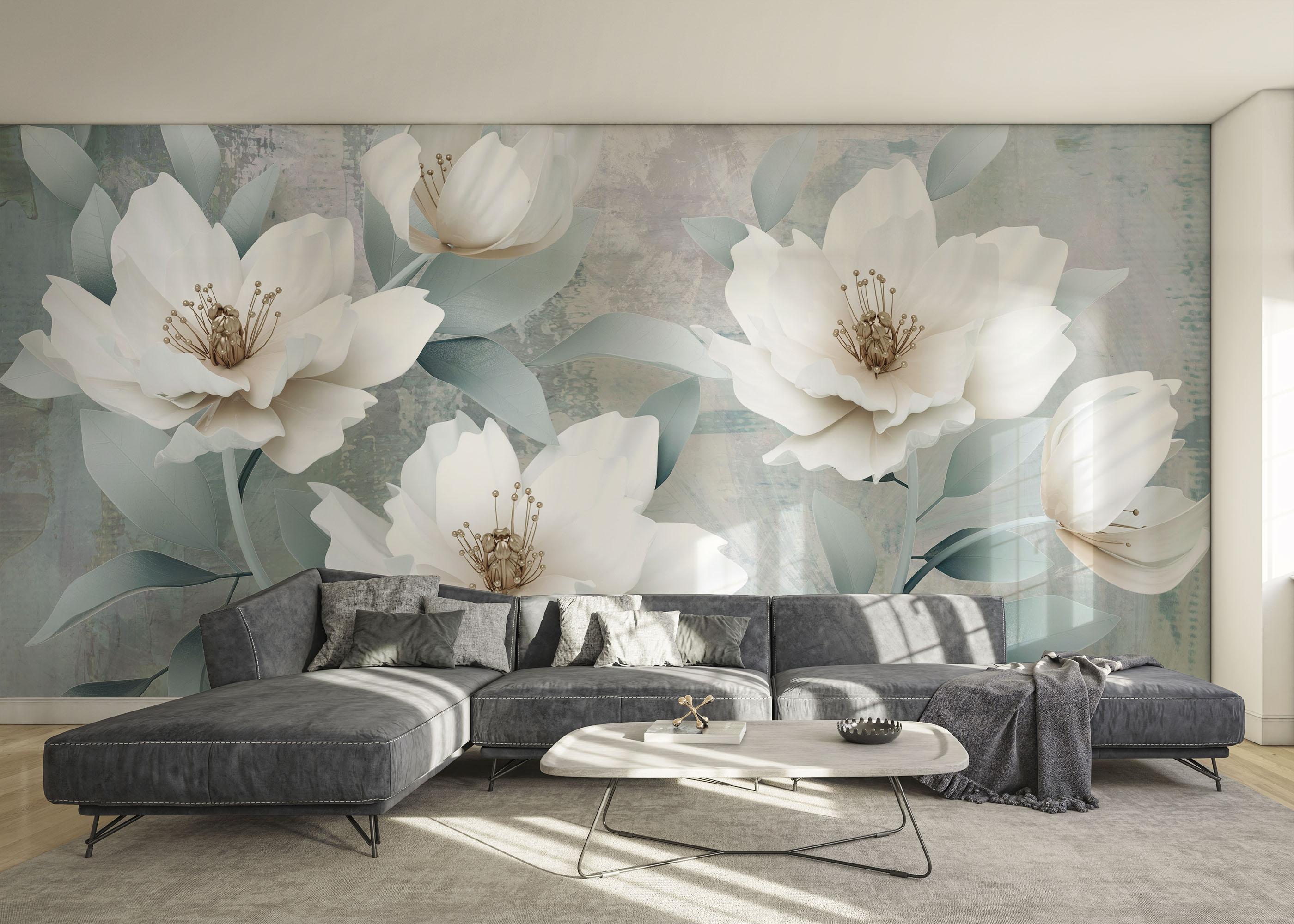 Fototapeta Light Turquoise Flowers mockup 0