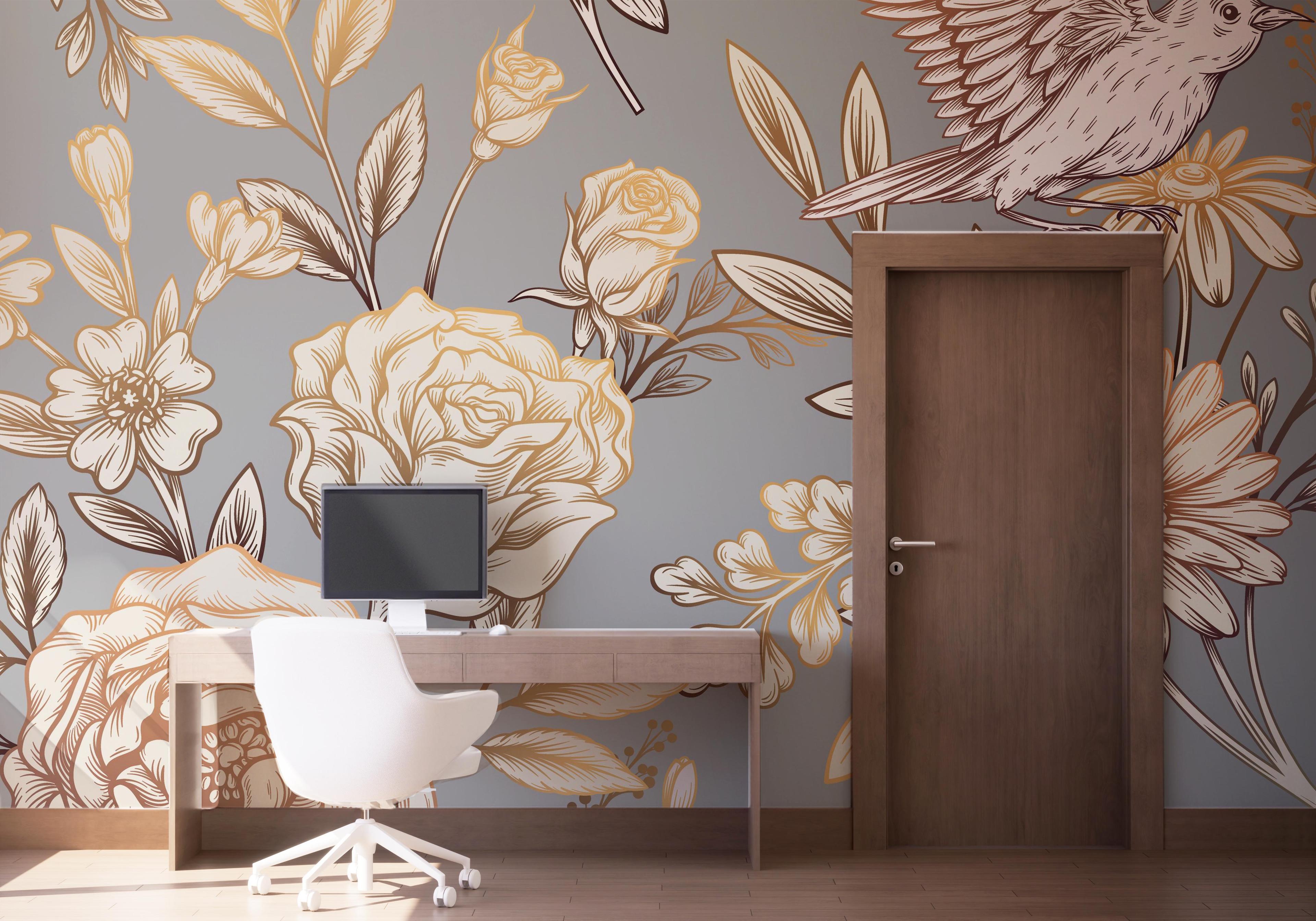 Fototapeta Gold Brown Flower mockup 1