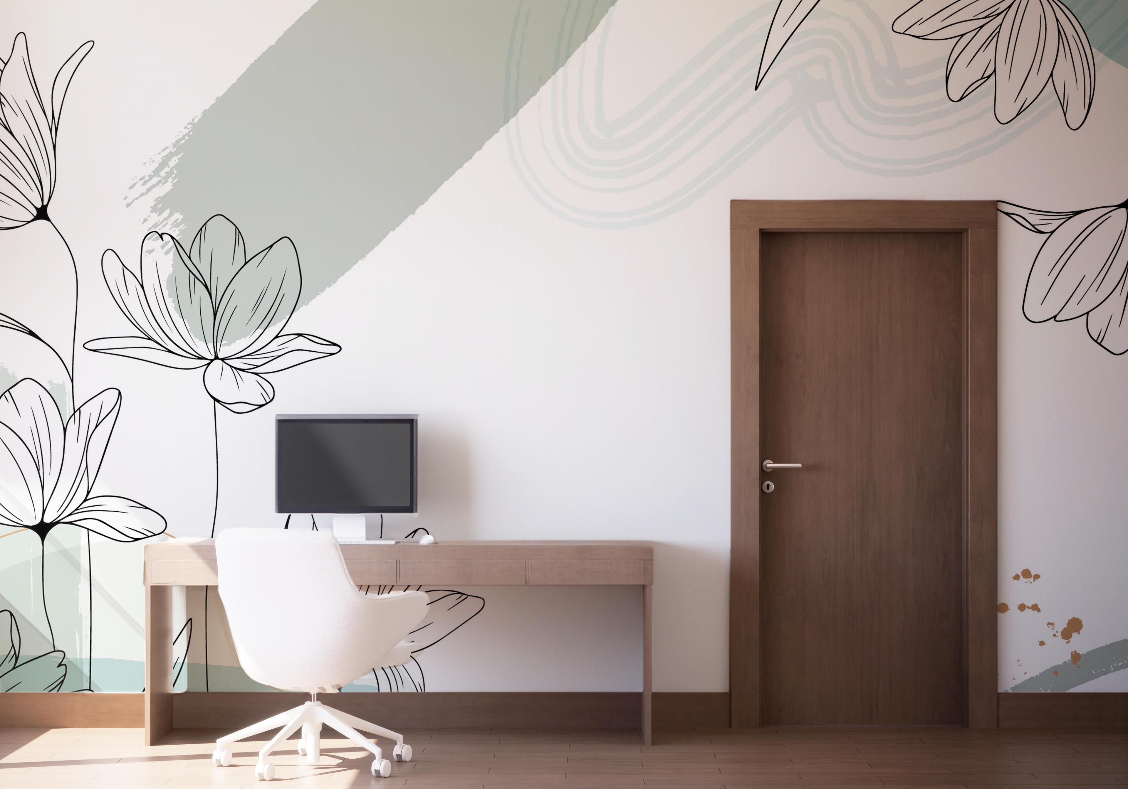 Fototapeta Green Flower Wall mockup 1