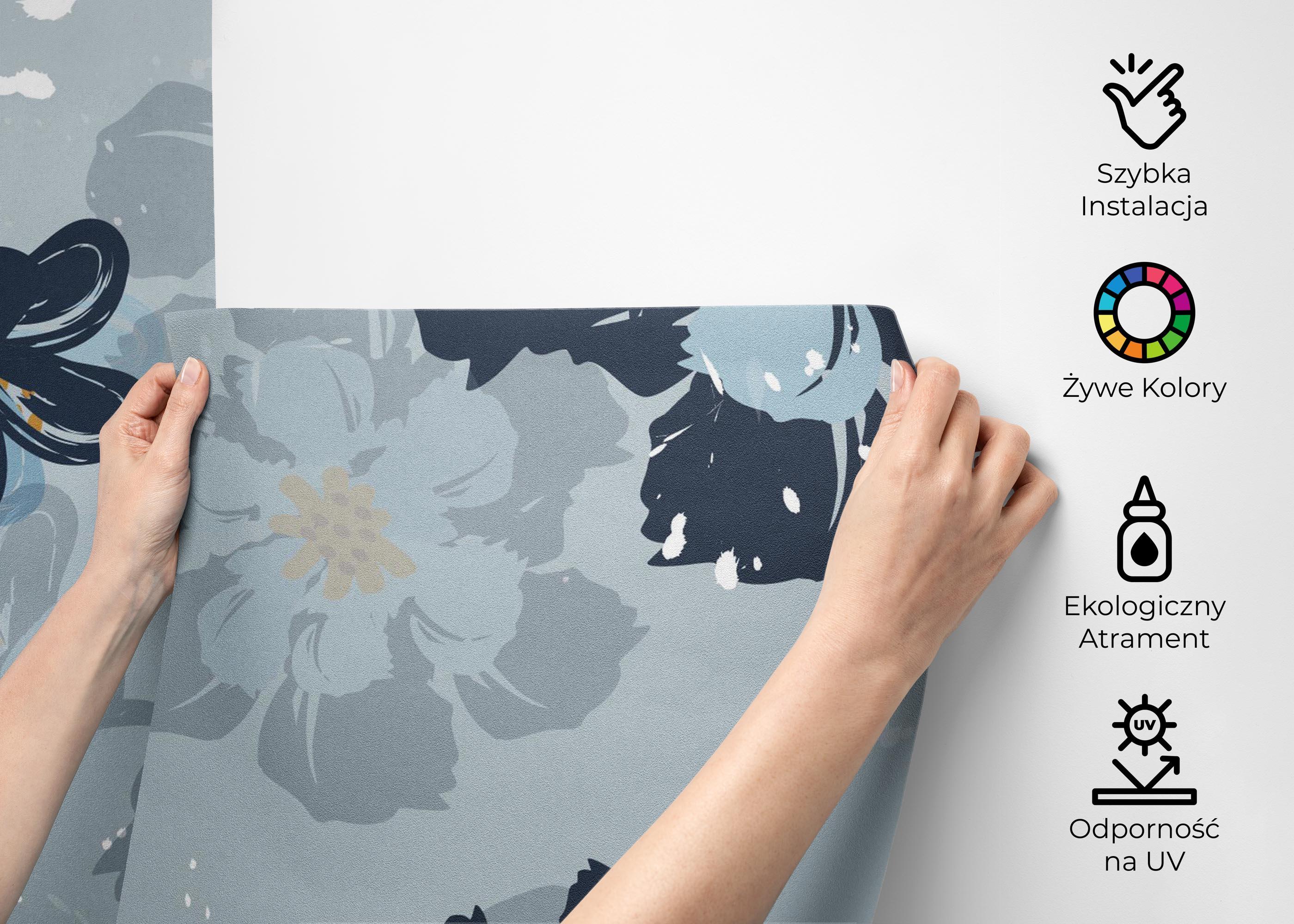 Fototapeta Dark Light Blue Flower mockup 2