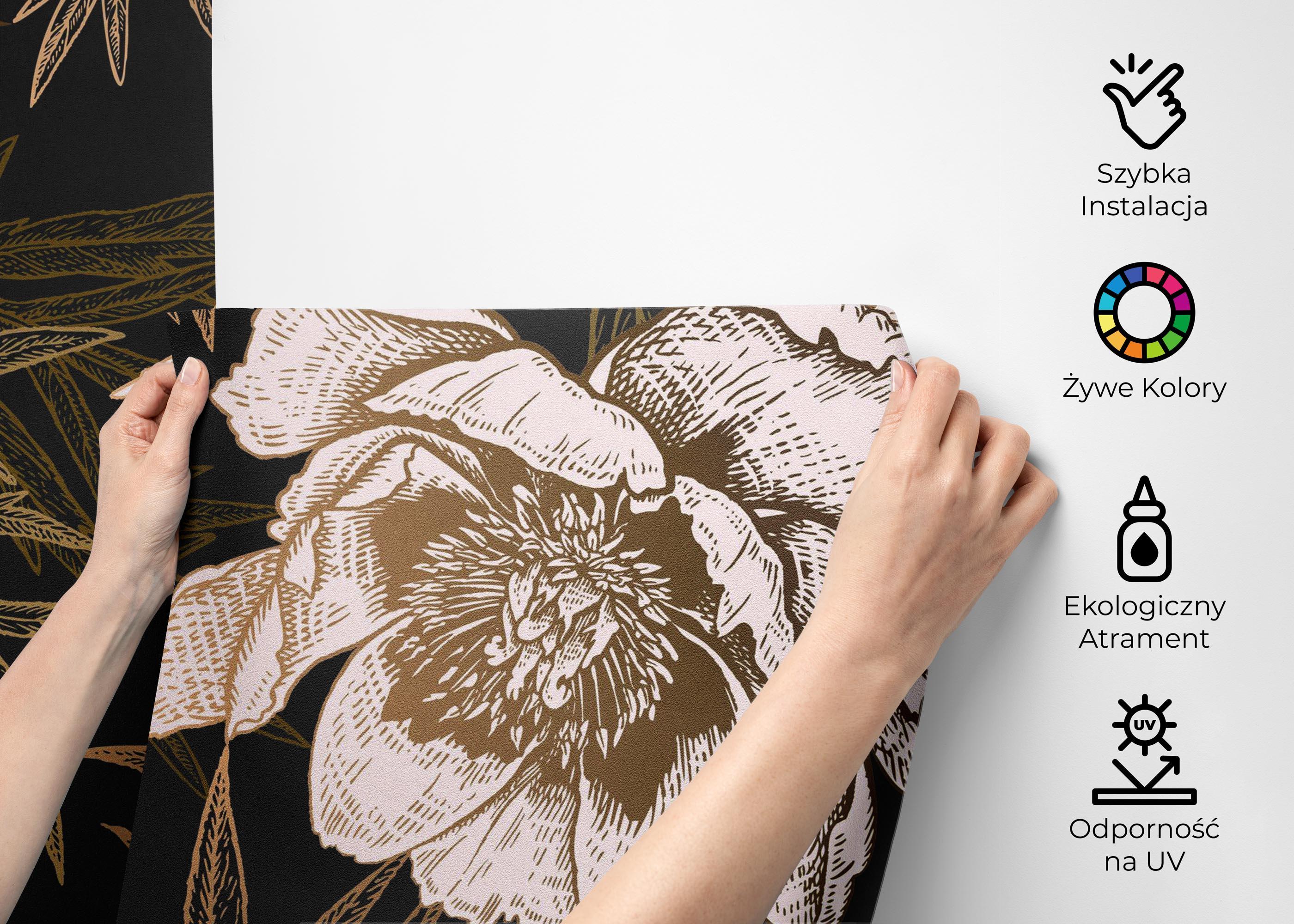 Fototapeta Gold Black Peonies mockup 2