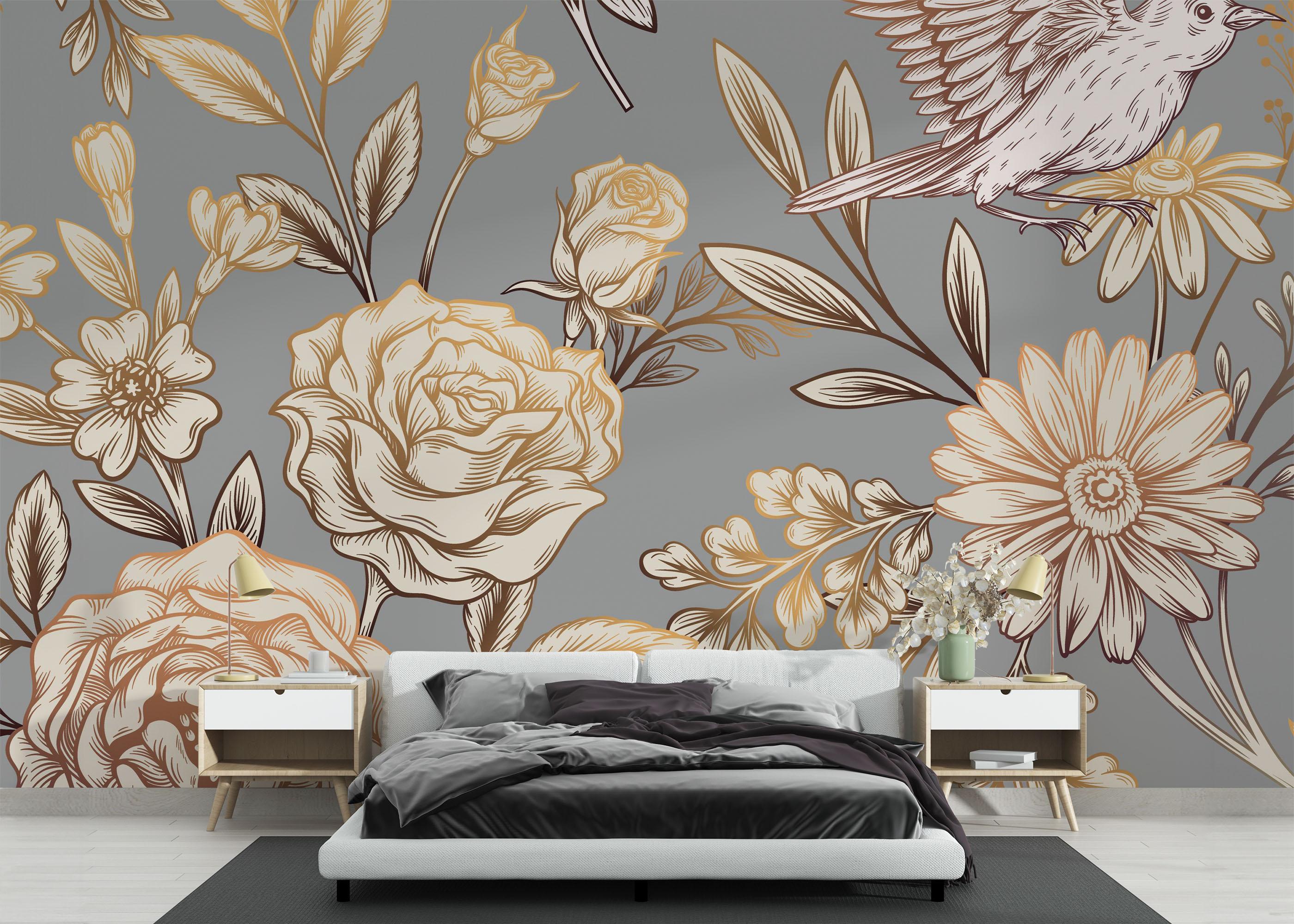 Fototapeta Gold Brown Flower mockup 3