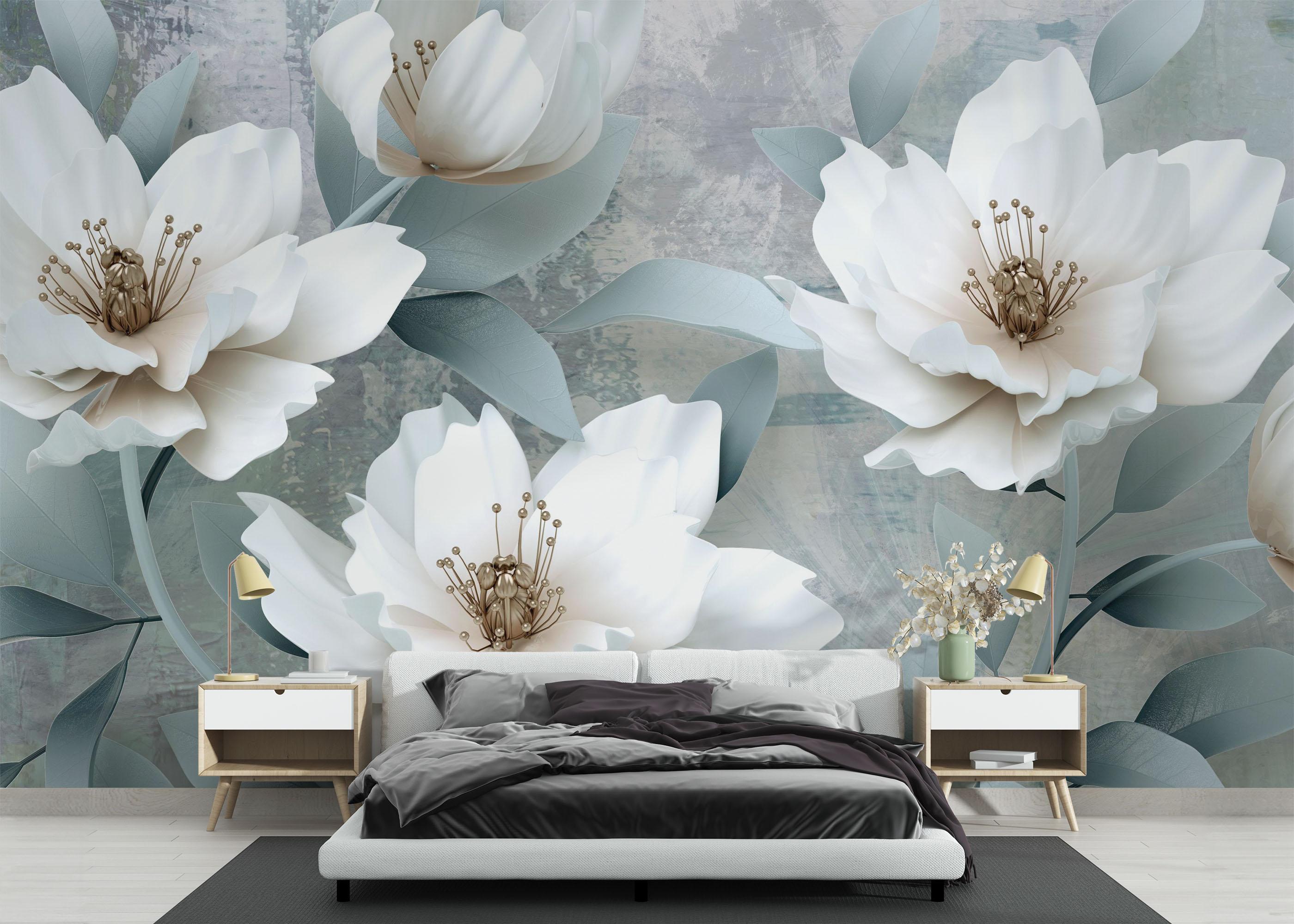 Fototapeta Light Turquoise Flowers mockup 3