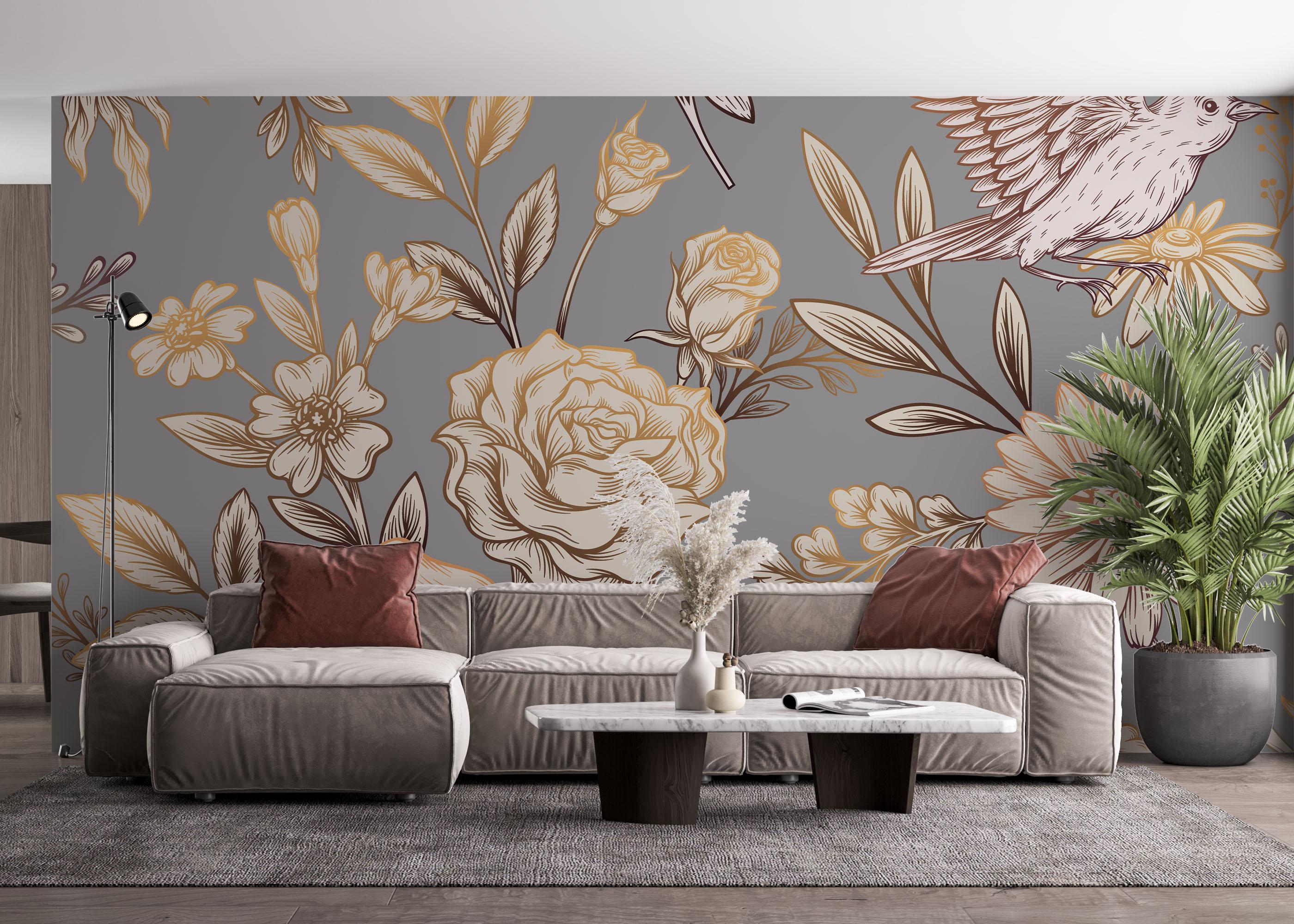 Fototapeta Gold Brown Flower mockup 4