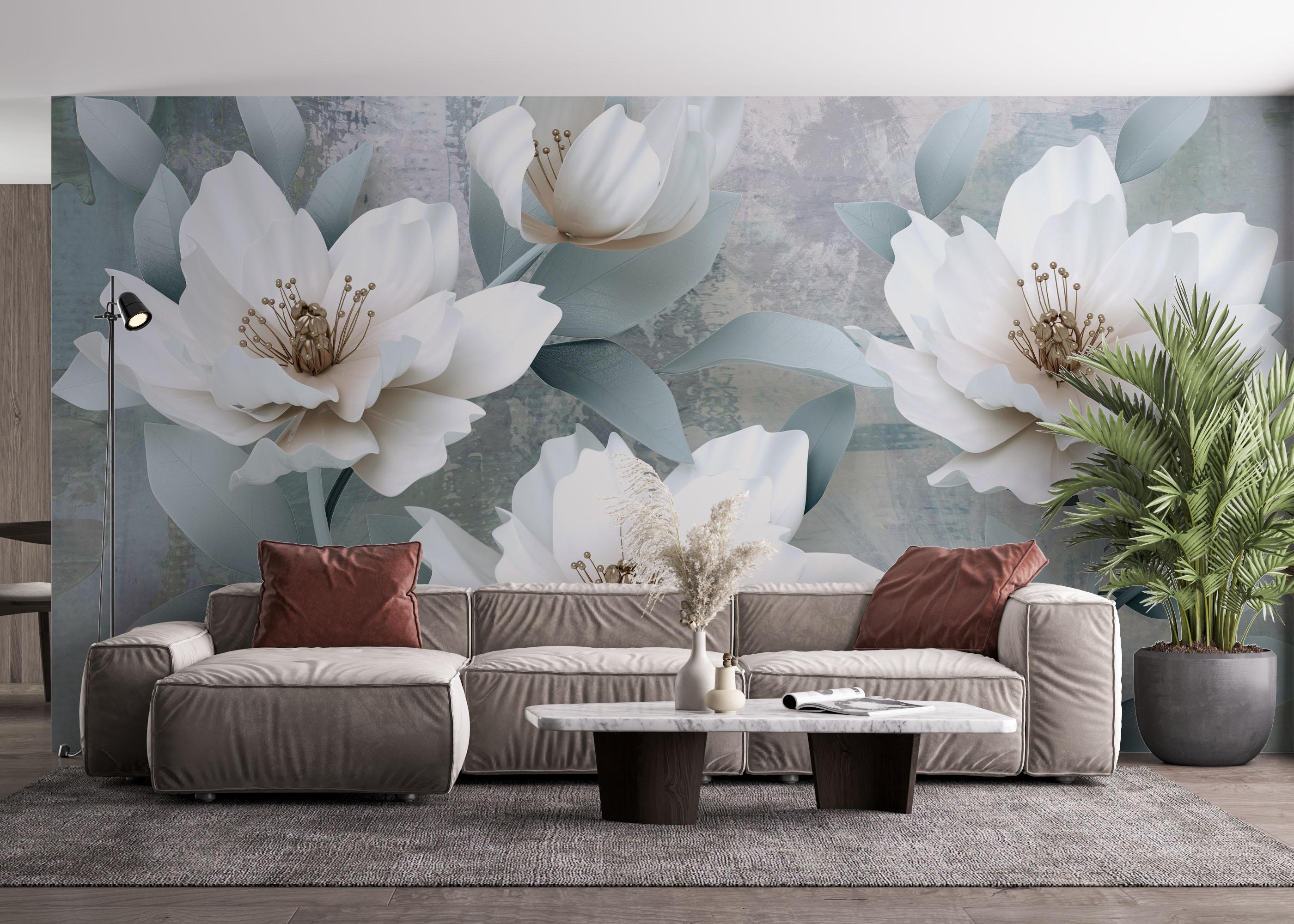 Fototapeta Light Turquoise Flowers mockup 4