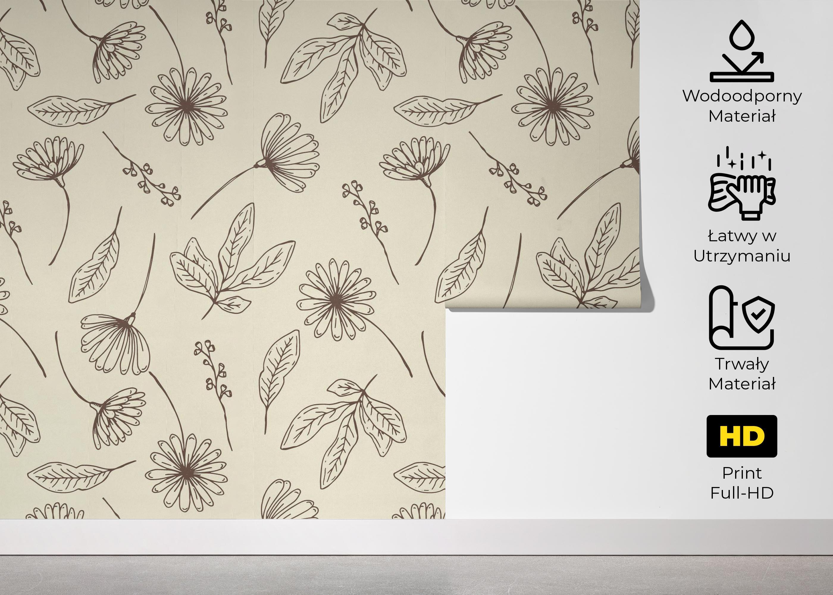 Fototapeta Brown Line Flower mockup 5