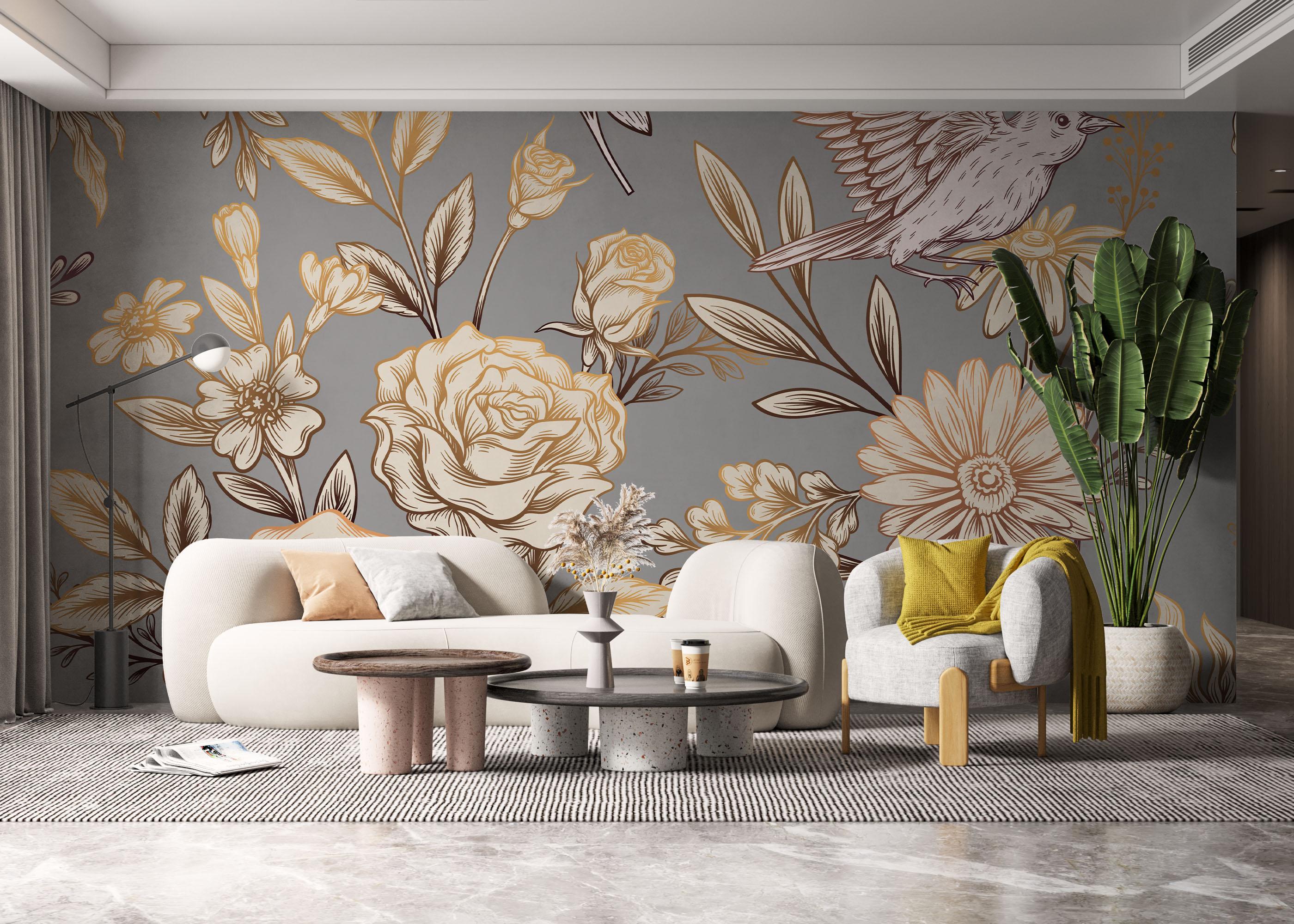 Fototapeta Gold Brown Flower mockup 6