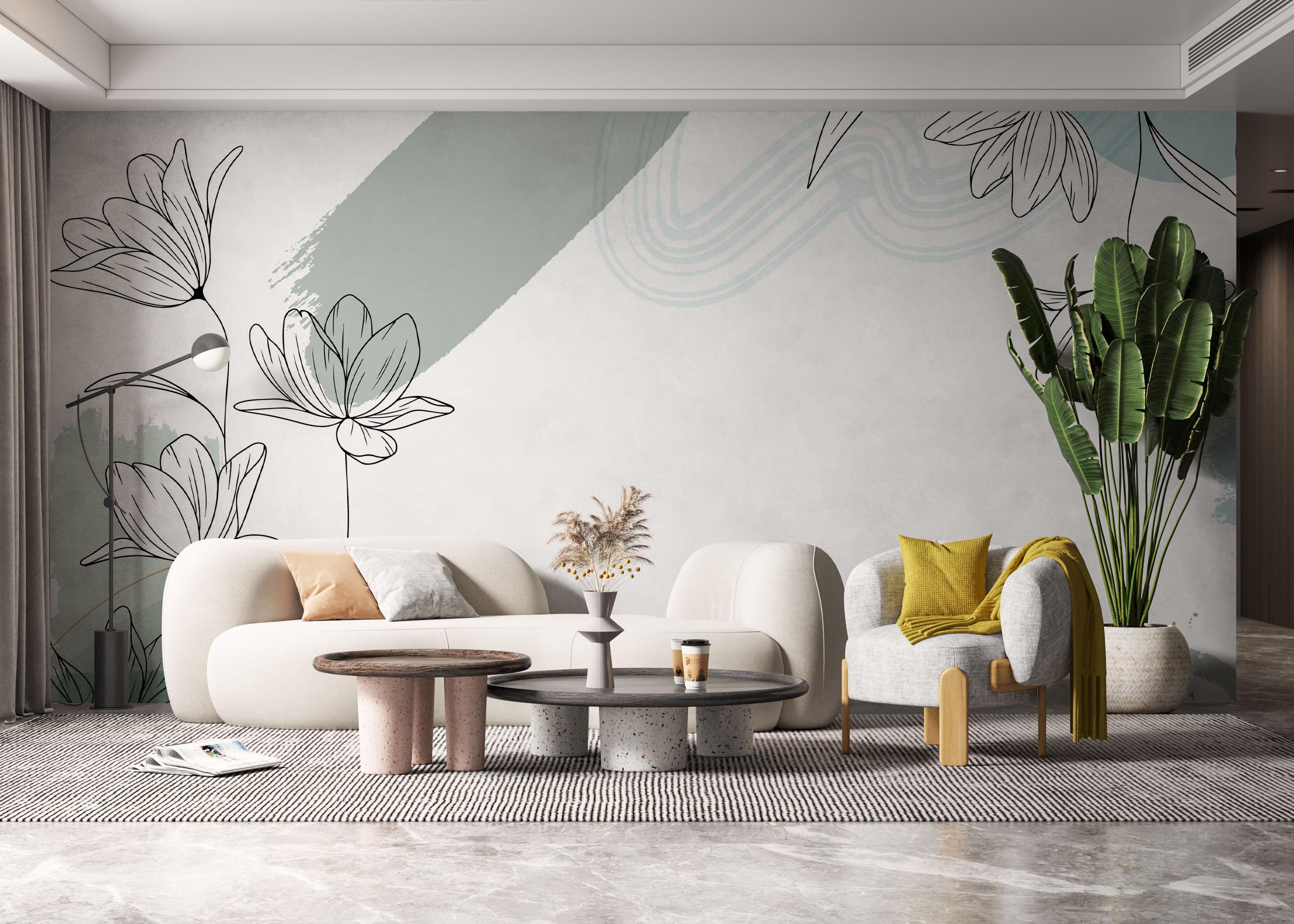 Fototapeta Green Flower Wall mockup 6