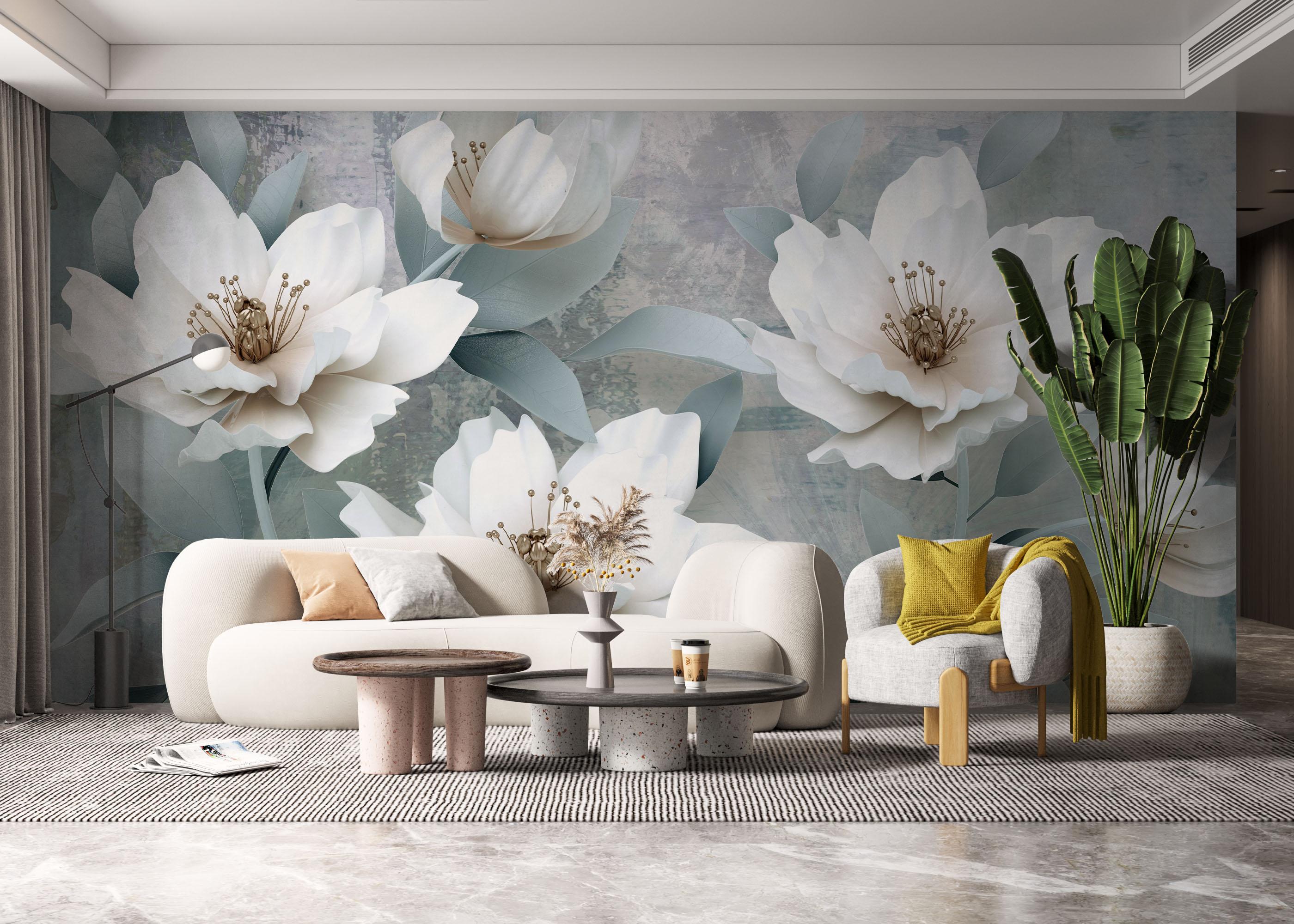 Fototapeta Light Turquoise Flowers mockup 6