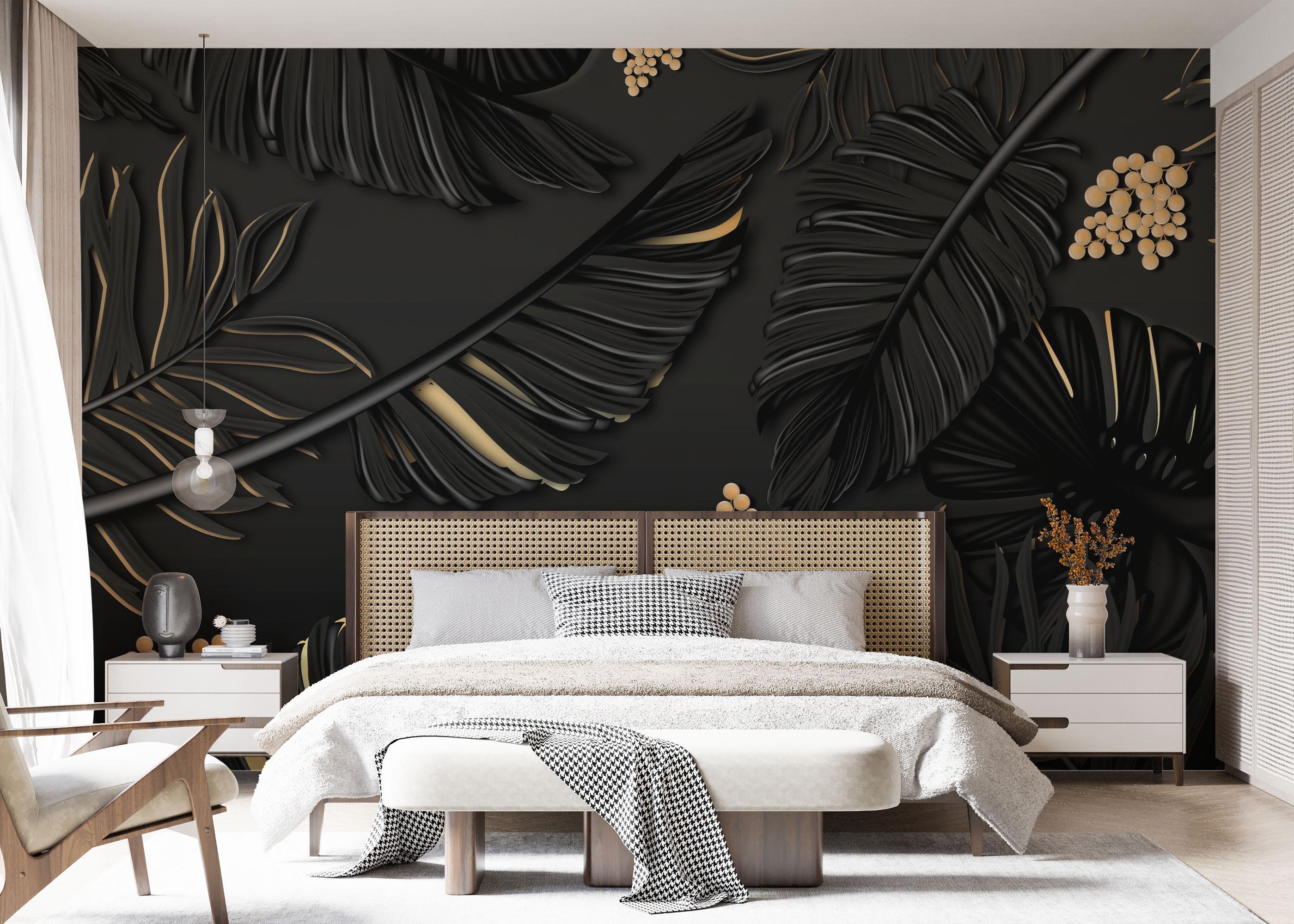Fototapeta Black Gold Leaf Art mockup 7
