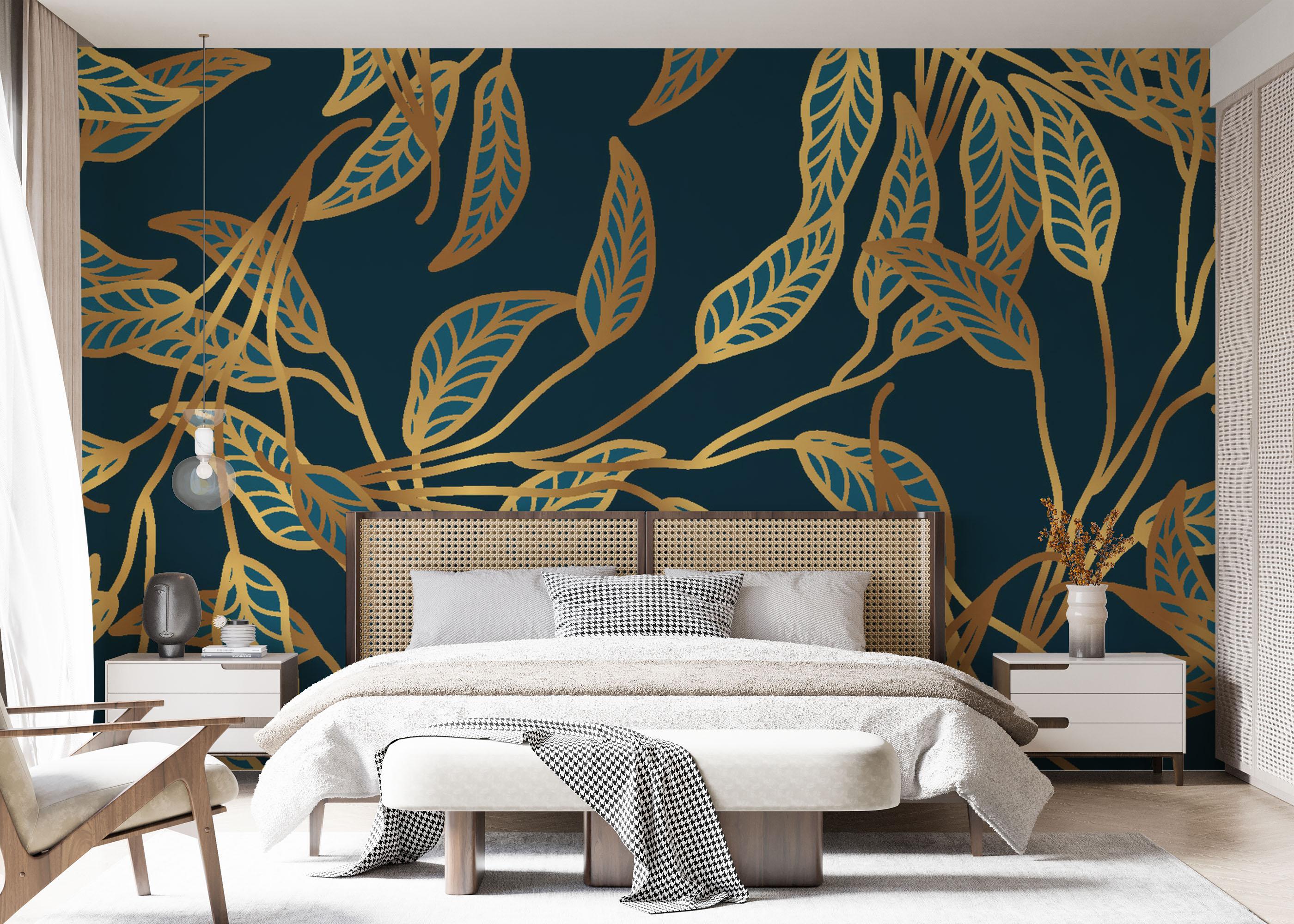 Fototapeta Blue Luxury Leaves mockup 7