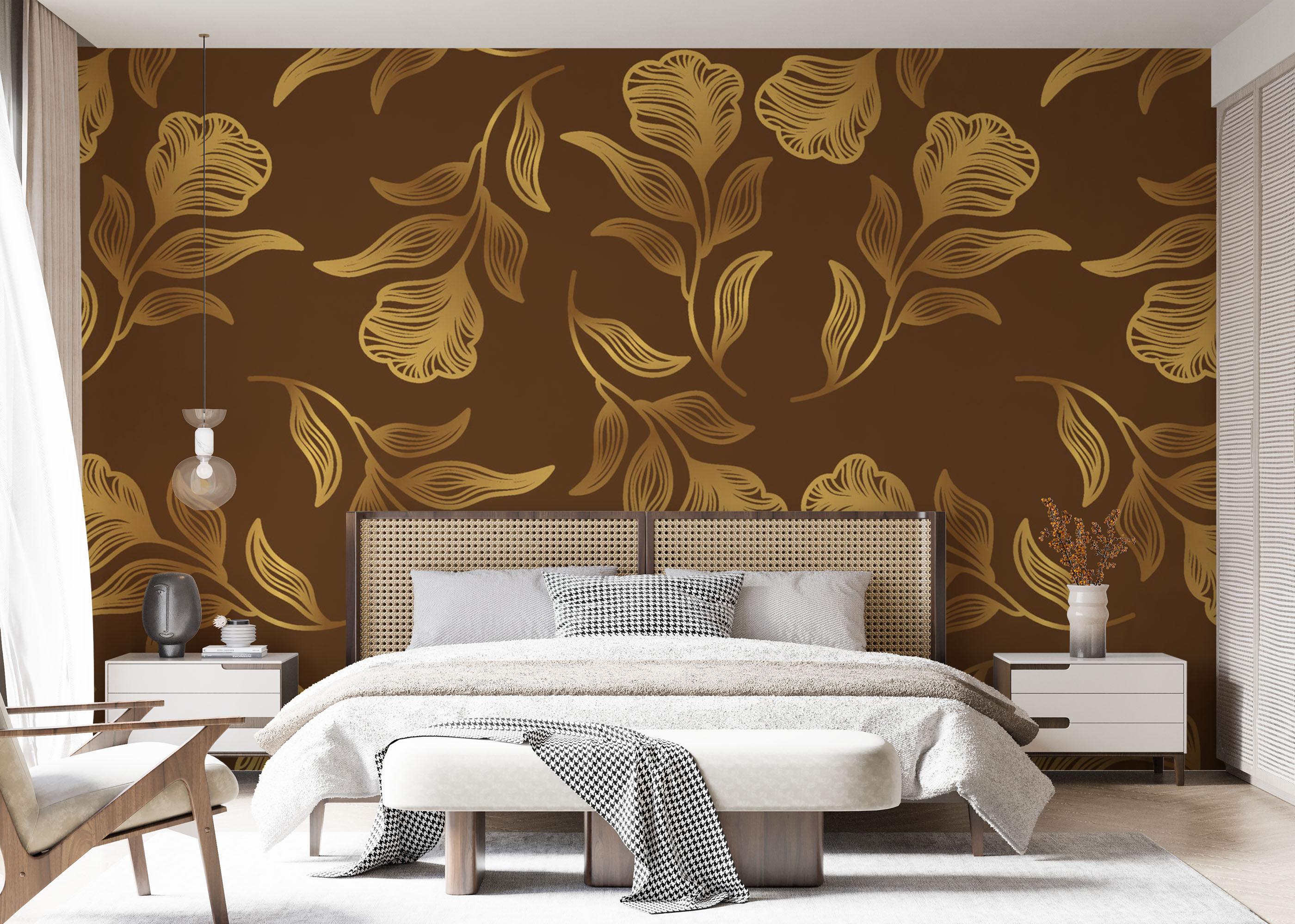 Fototapeta Brown Gold Leaf Wall mockup 7