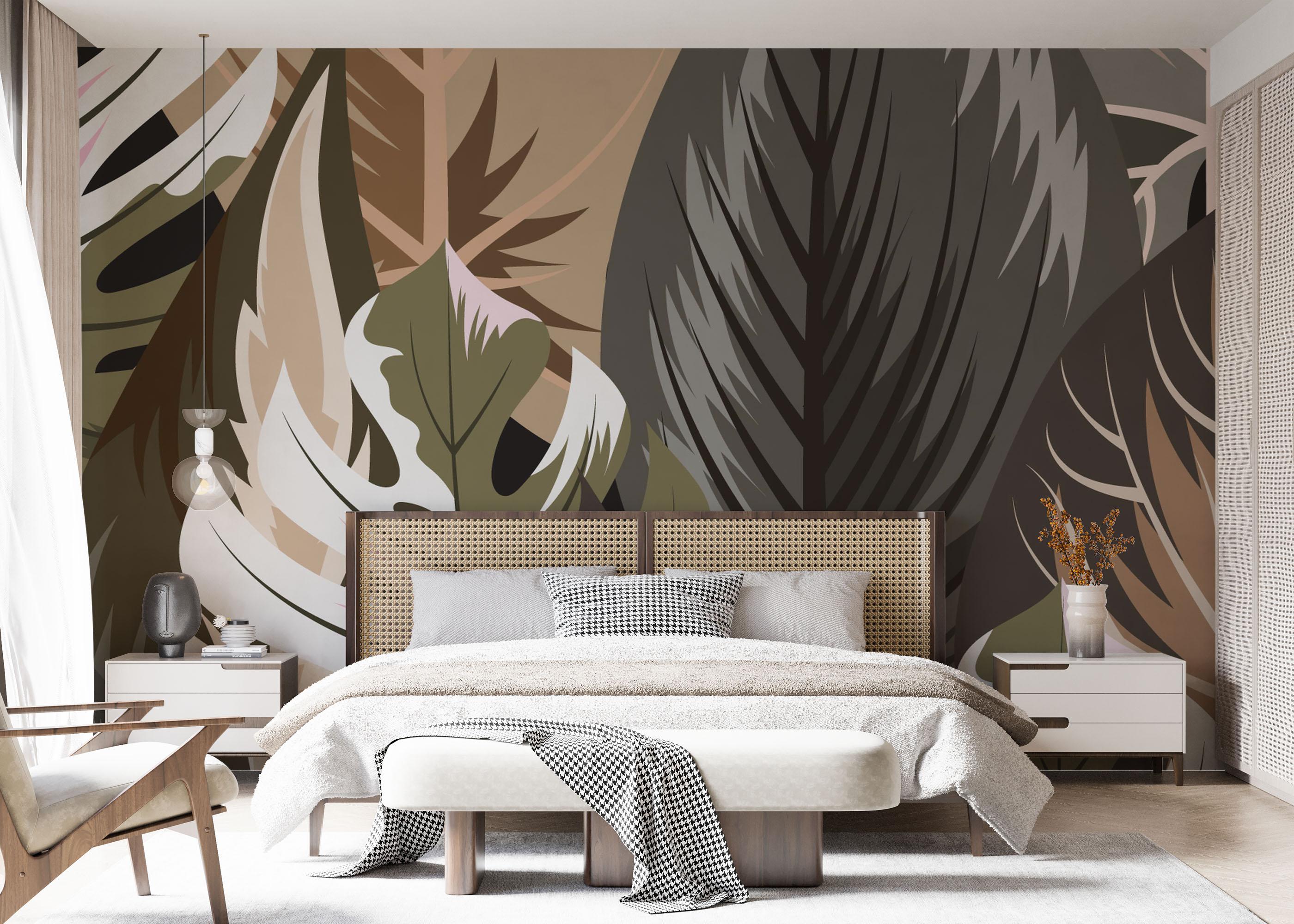 Fototapeta Cream Grey Leaves mockup 7