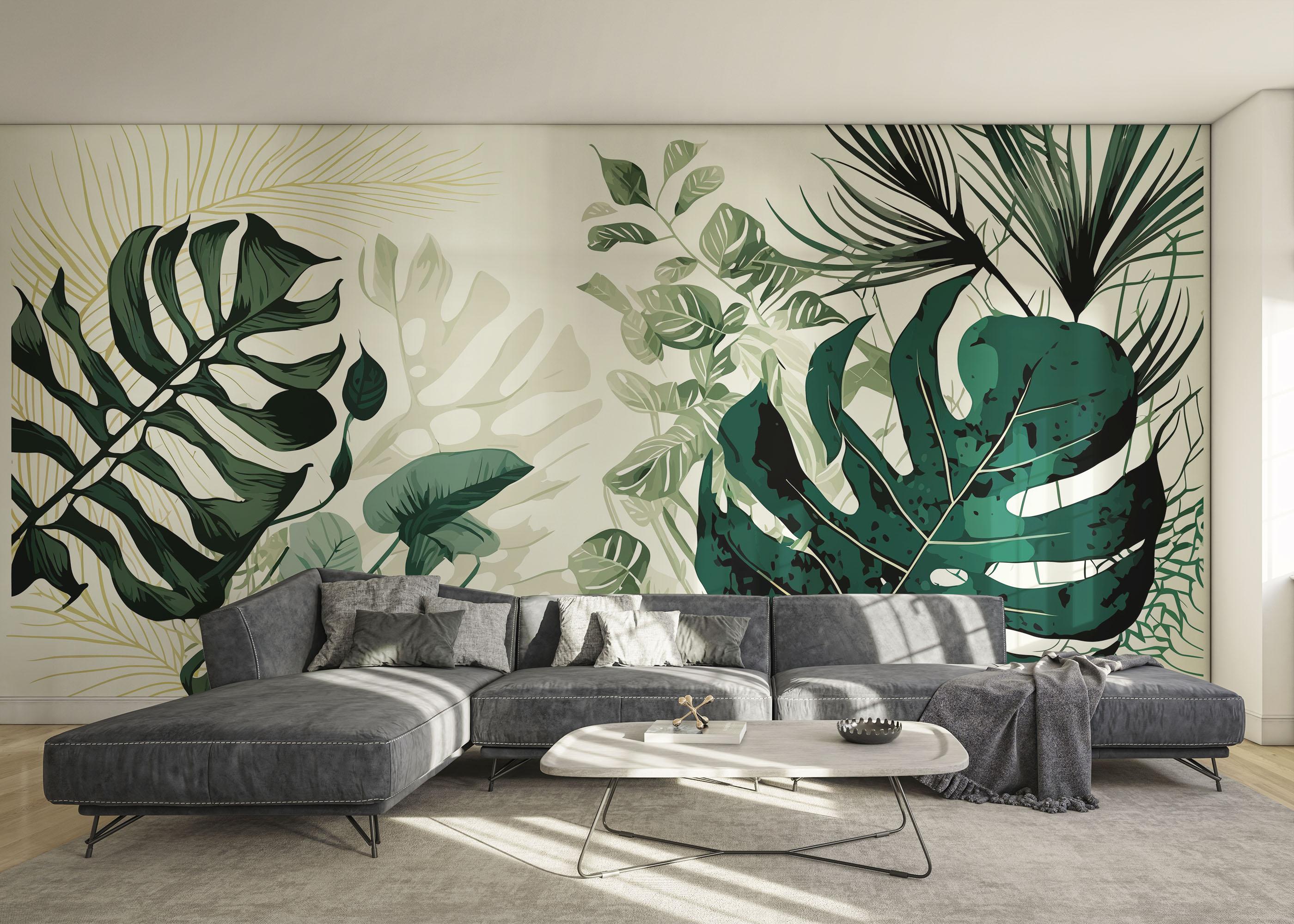 Fototapeta Big Green Leaves mockup 0