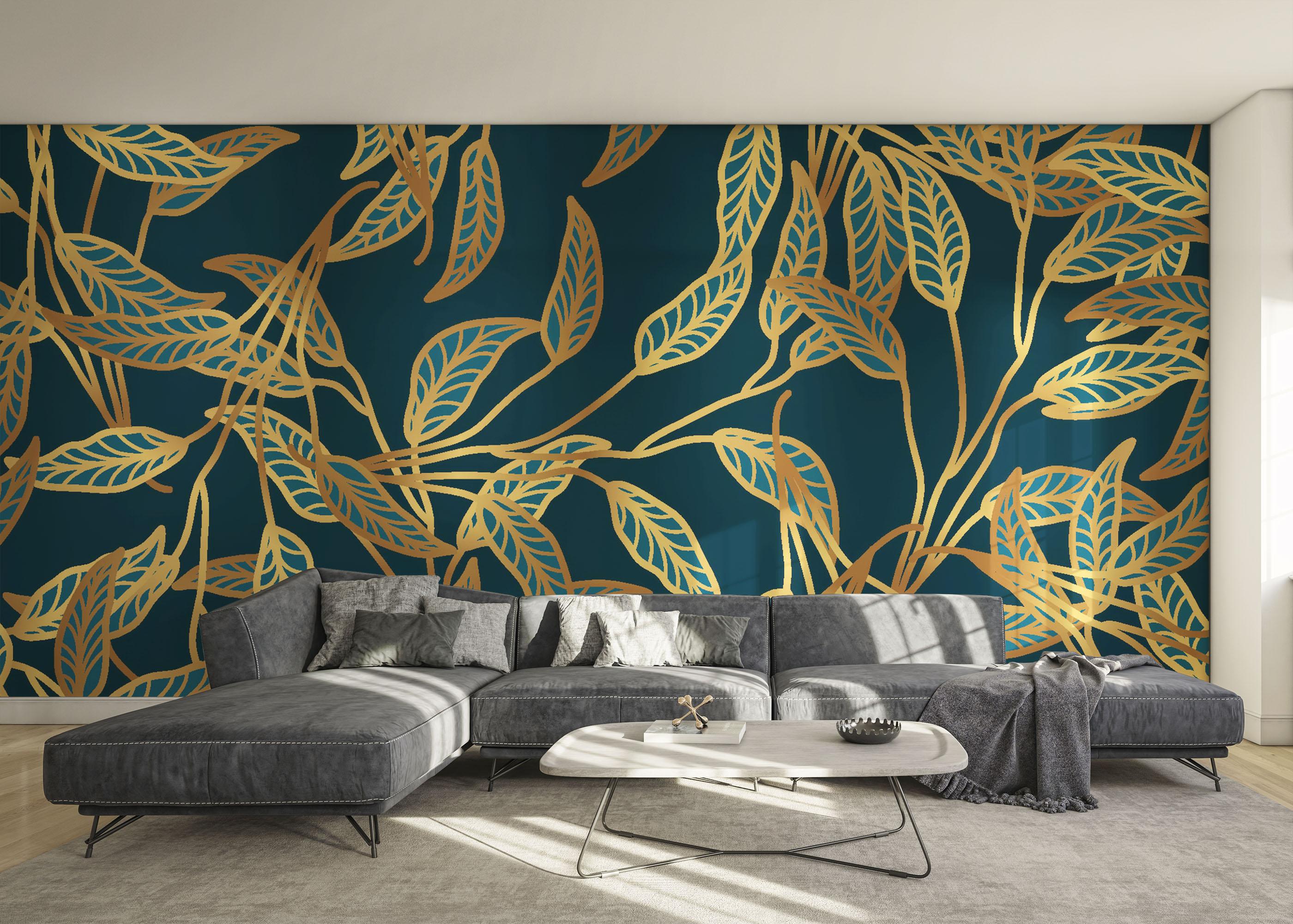Fototapeta Blue Luxury Leaves mockup 0