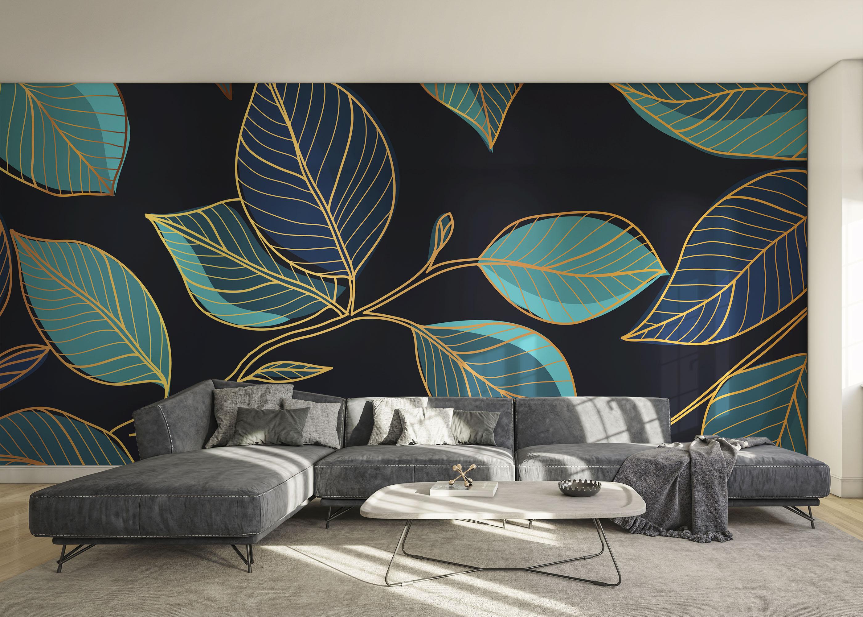 Fototapeta Blue Shades Leaves mockup 0