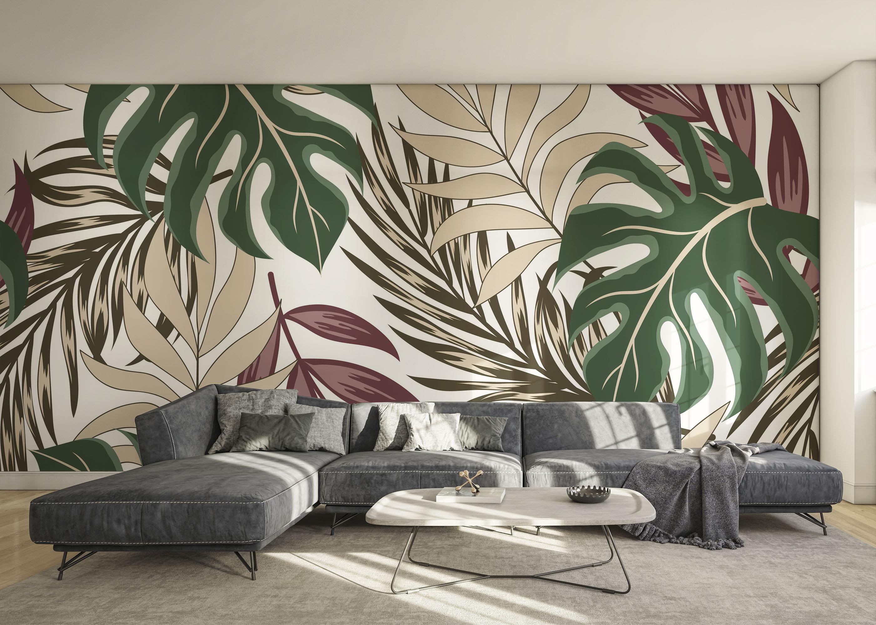 Fototapeta Burgundy Green Leaf mockup 0