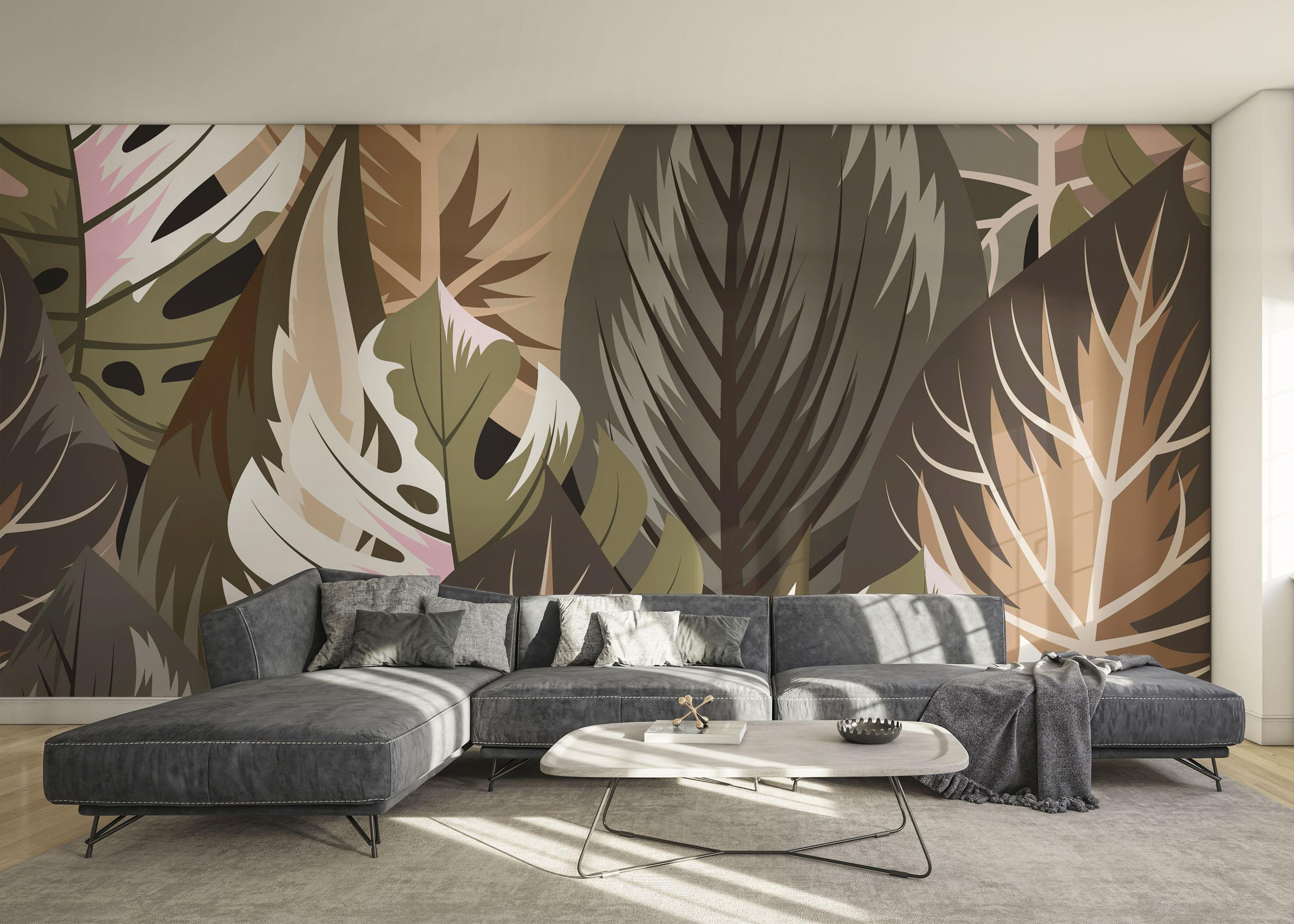 Fototapeta Cream Grey Leaves mockup 0