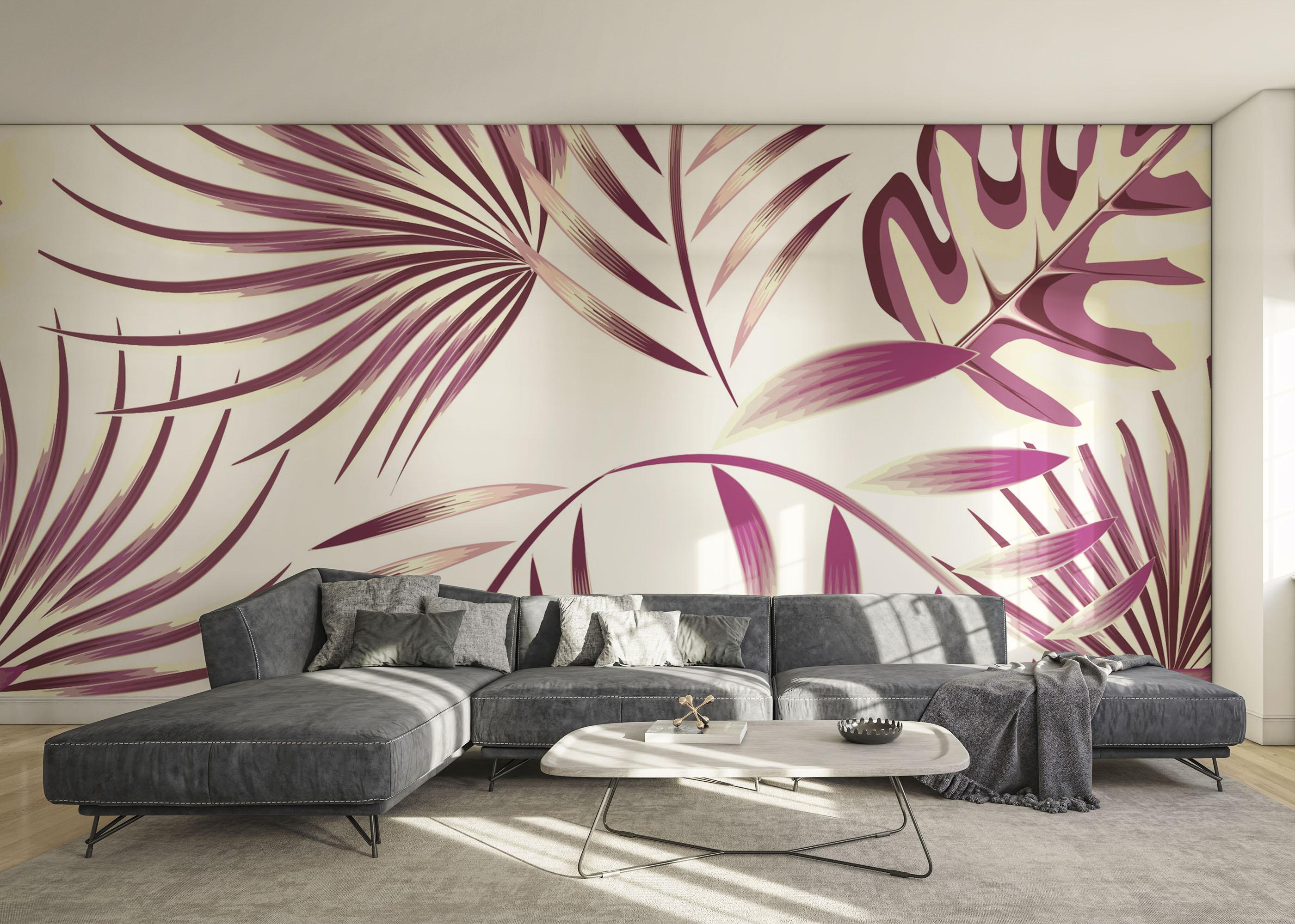 Fototapeta Cream Purple Leaves mockup 0