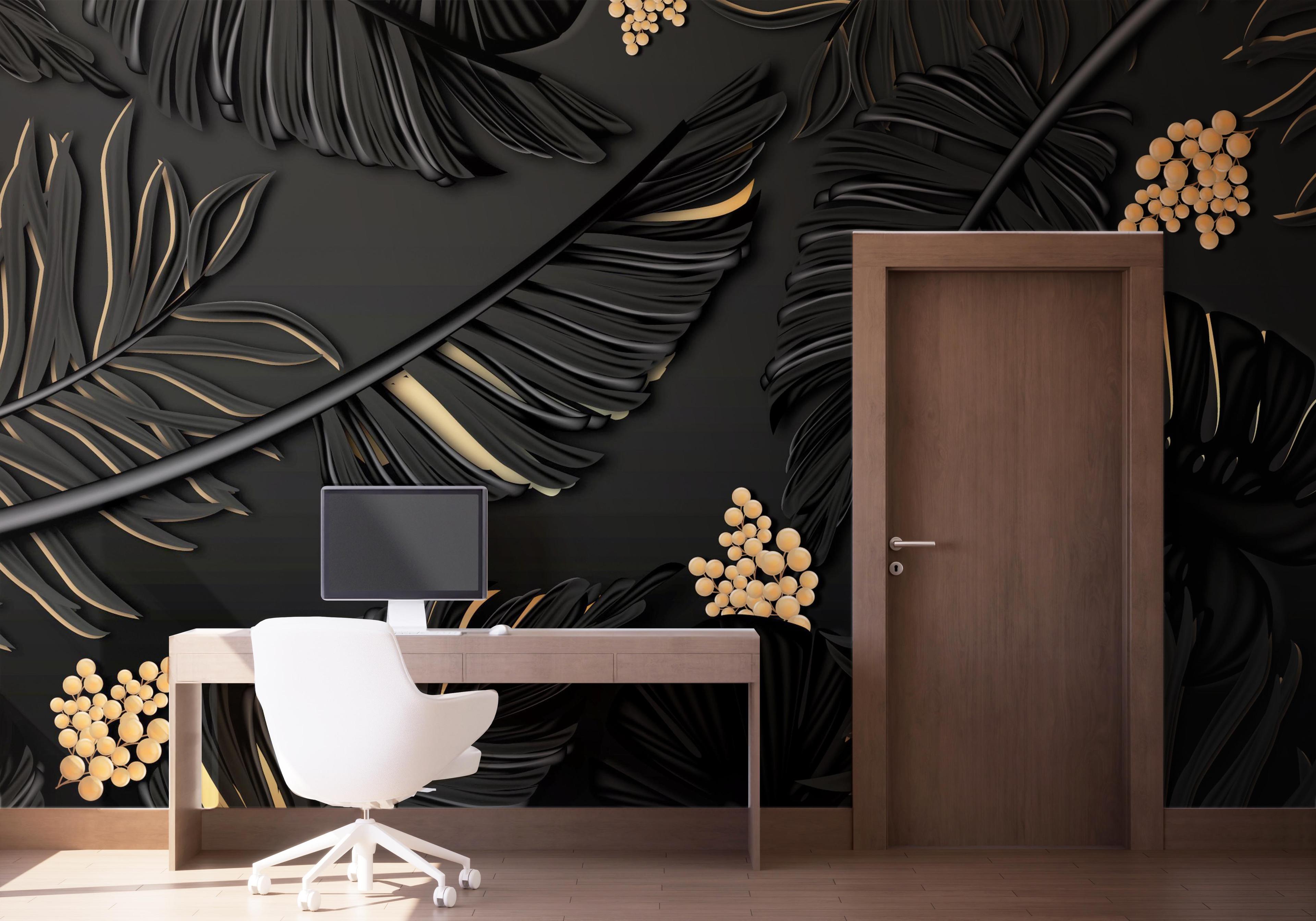 Fototapeta Black Gold Leaf Art mockup 1