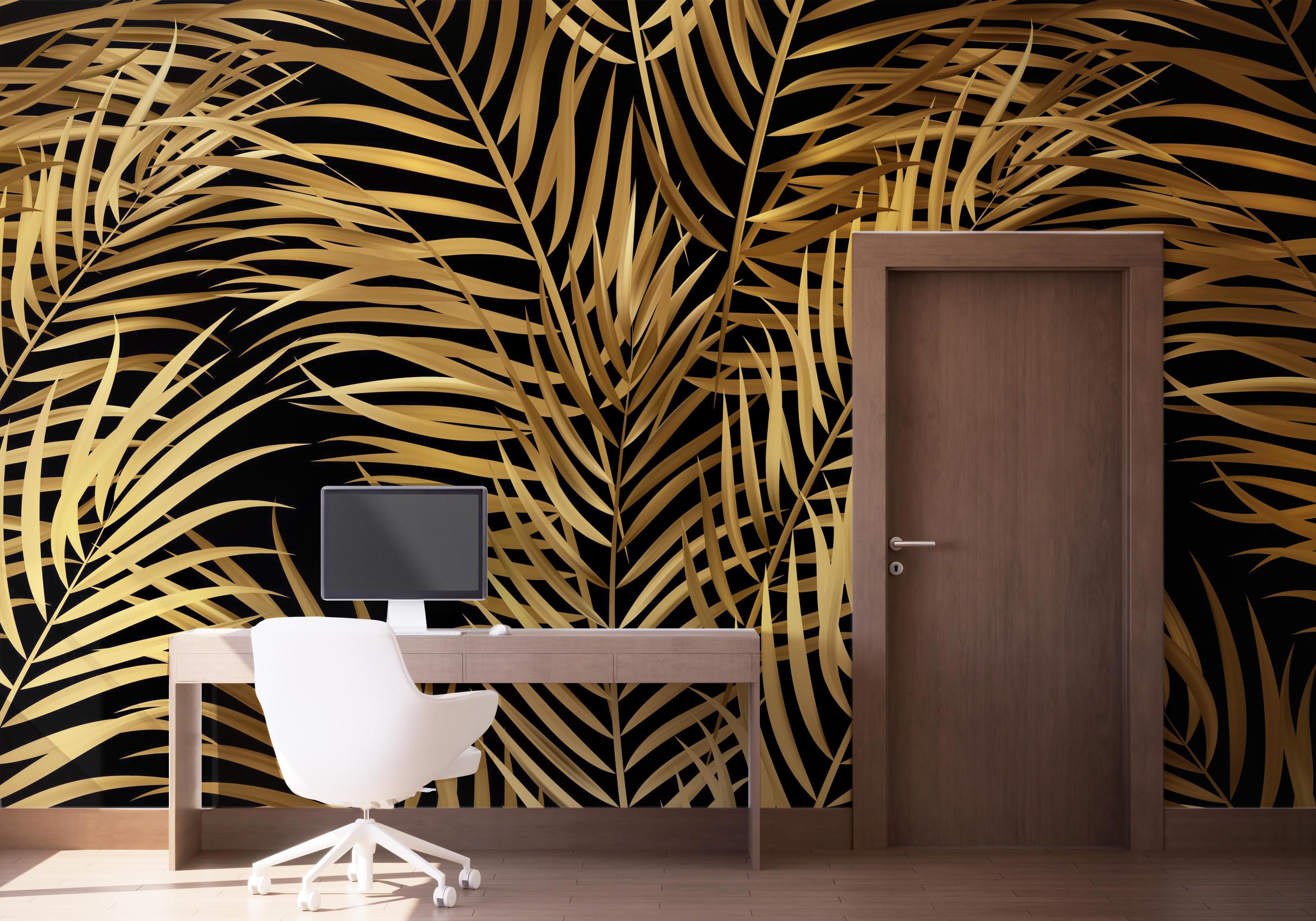 Fototapeta Black Yellow Leaves mockup 1