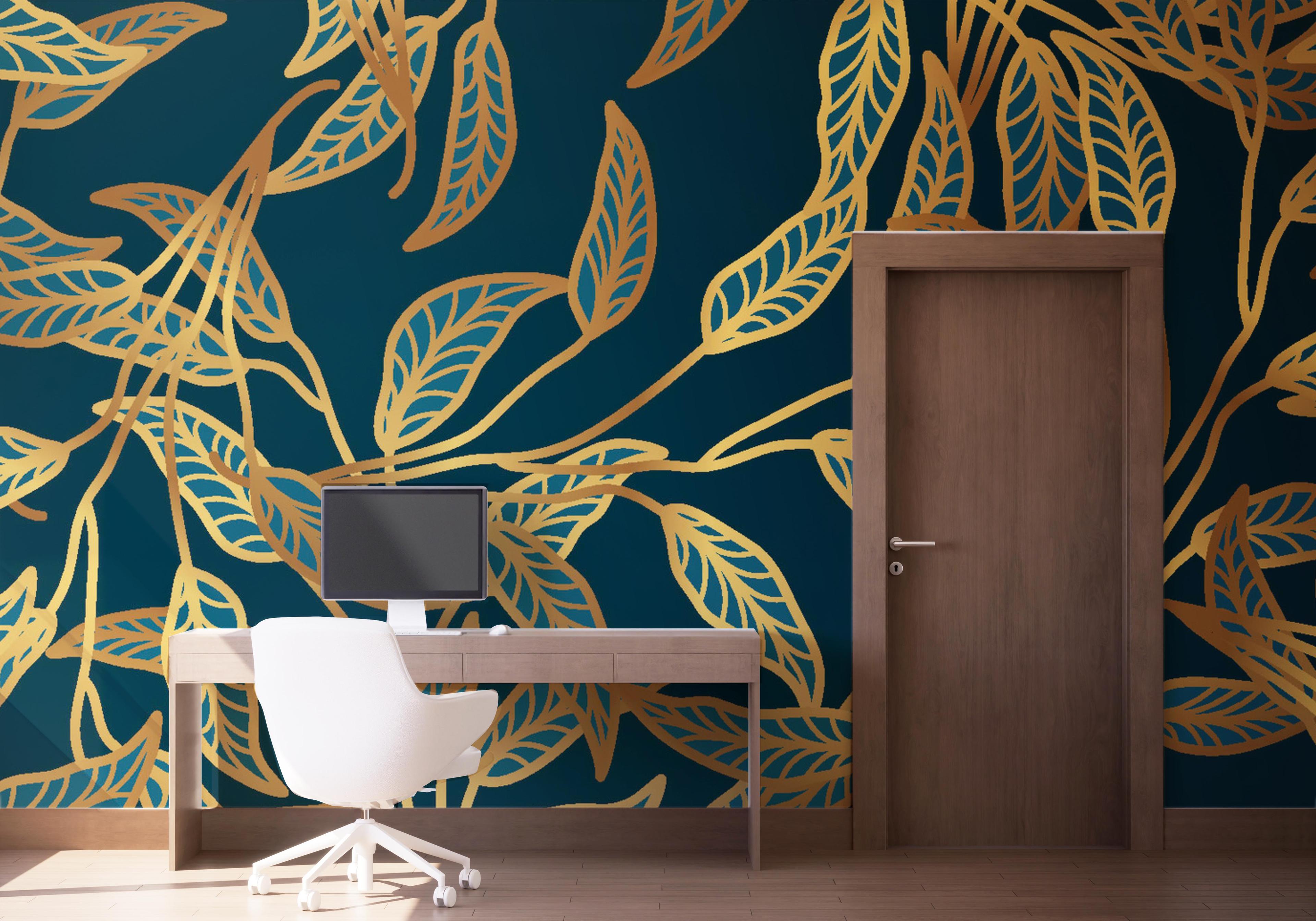 Fototapeta Blue Luxury Leaves mockup 1