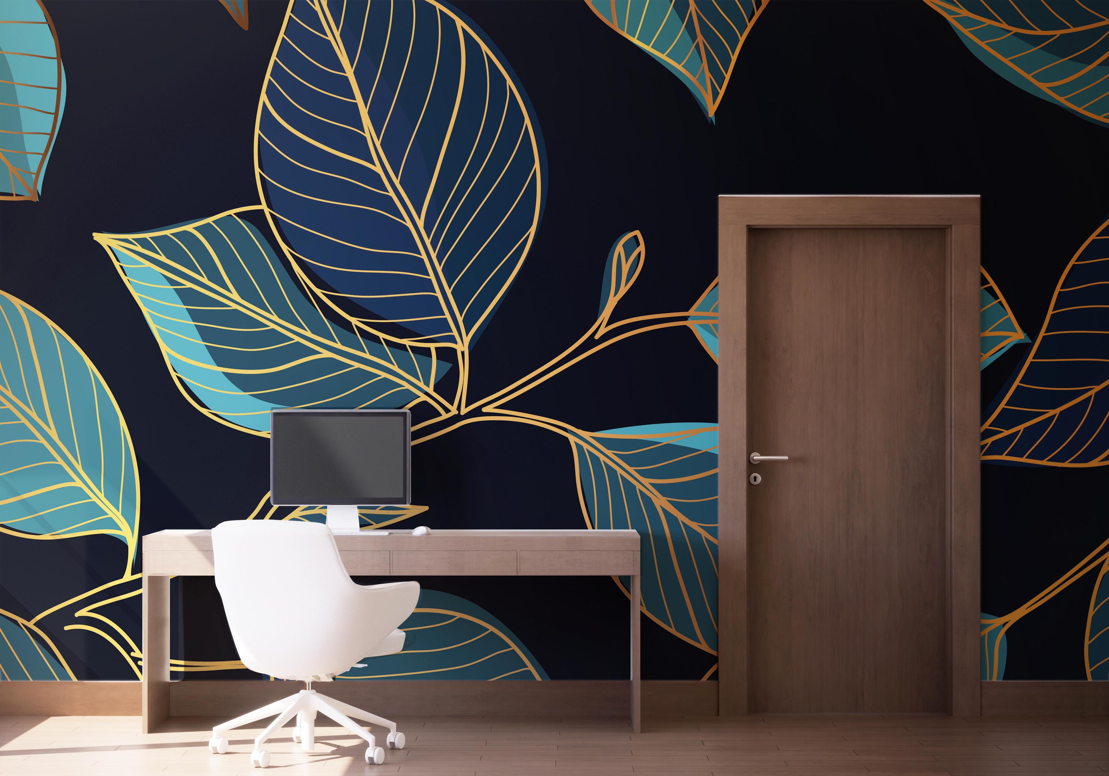 Fototapeta Blue Shades Leaves mockup 1