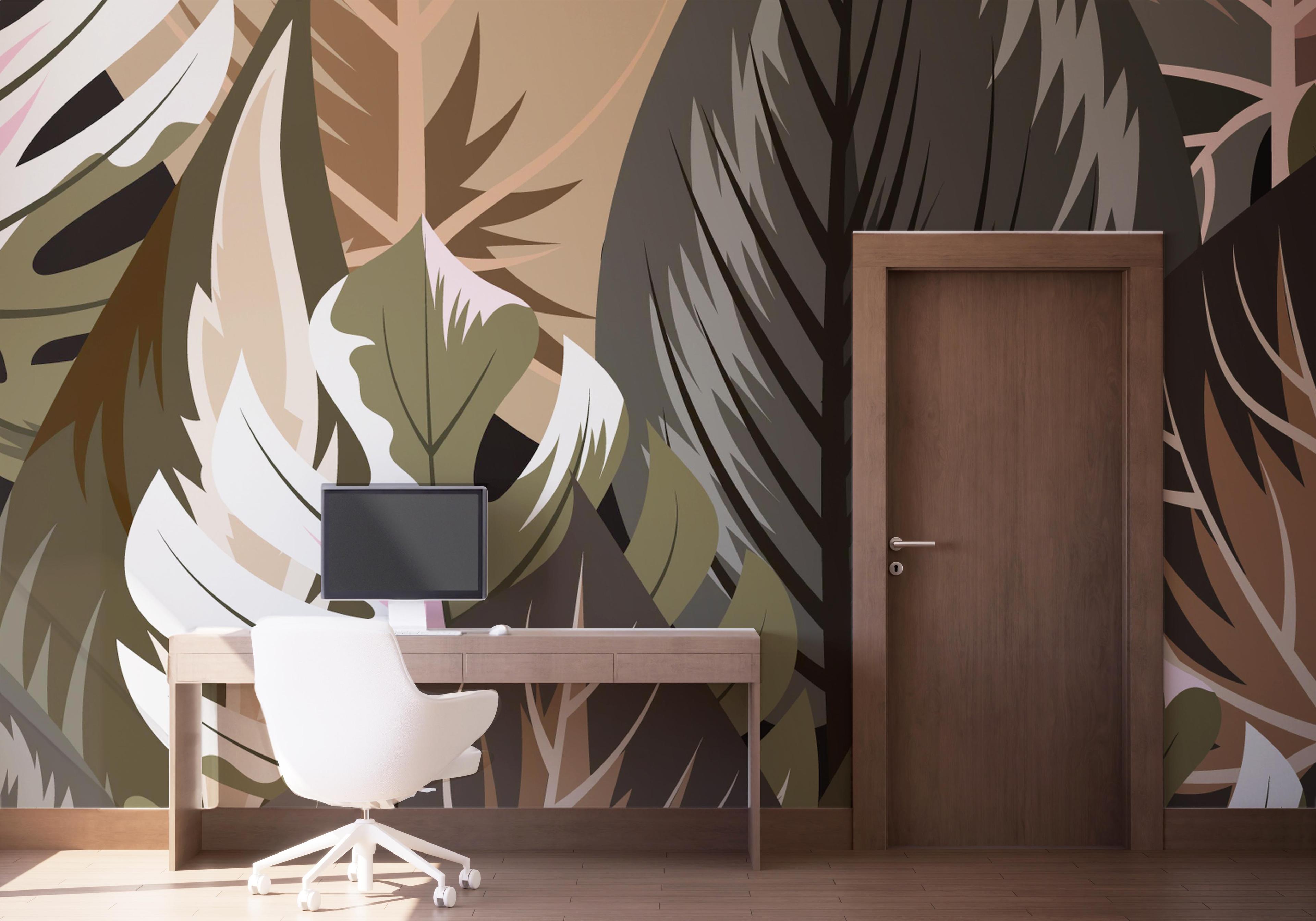 Fototapeta Cream Grey Leaves mockup 1