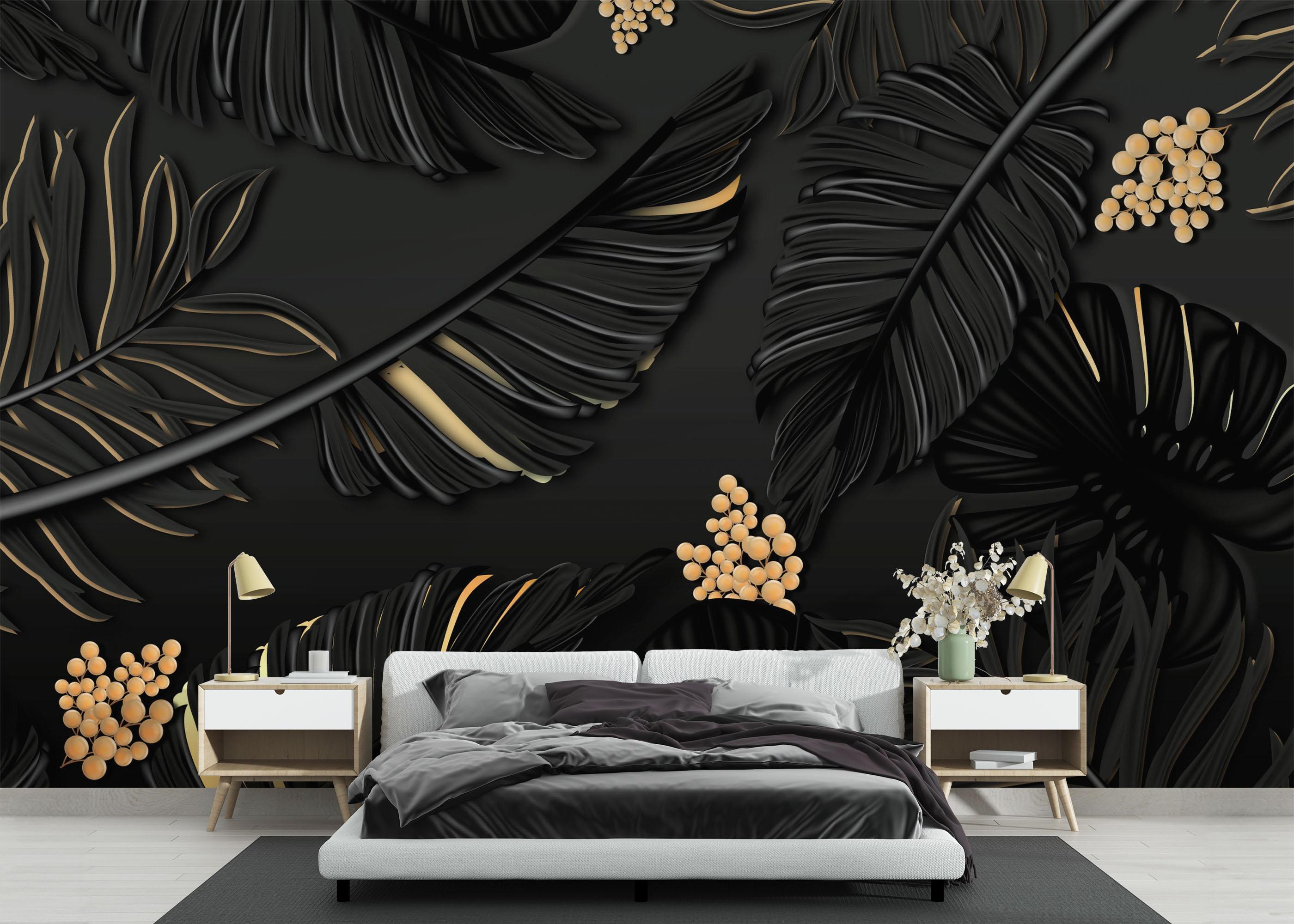 Fototapeta Black Gold Leaf Art mockup 3