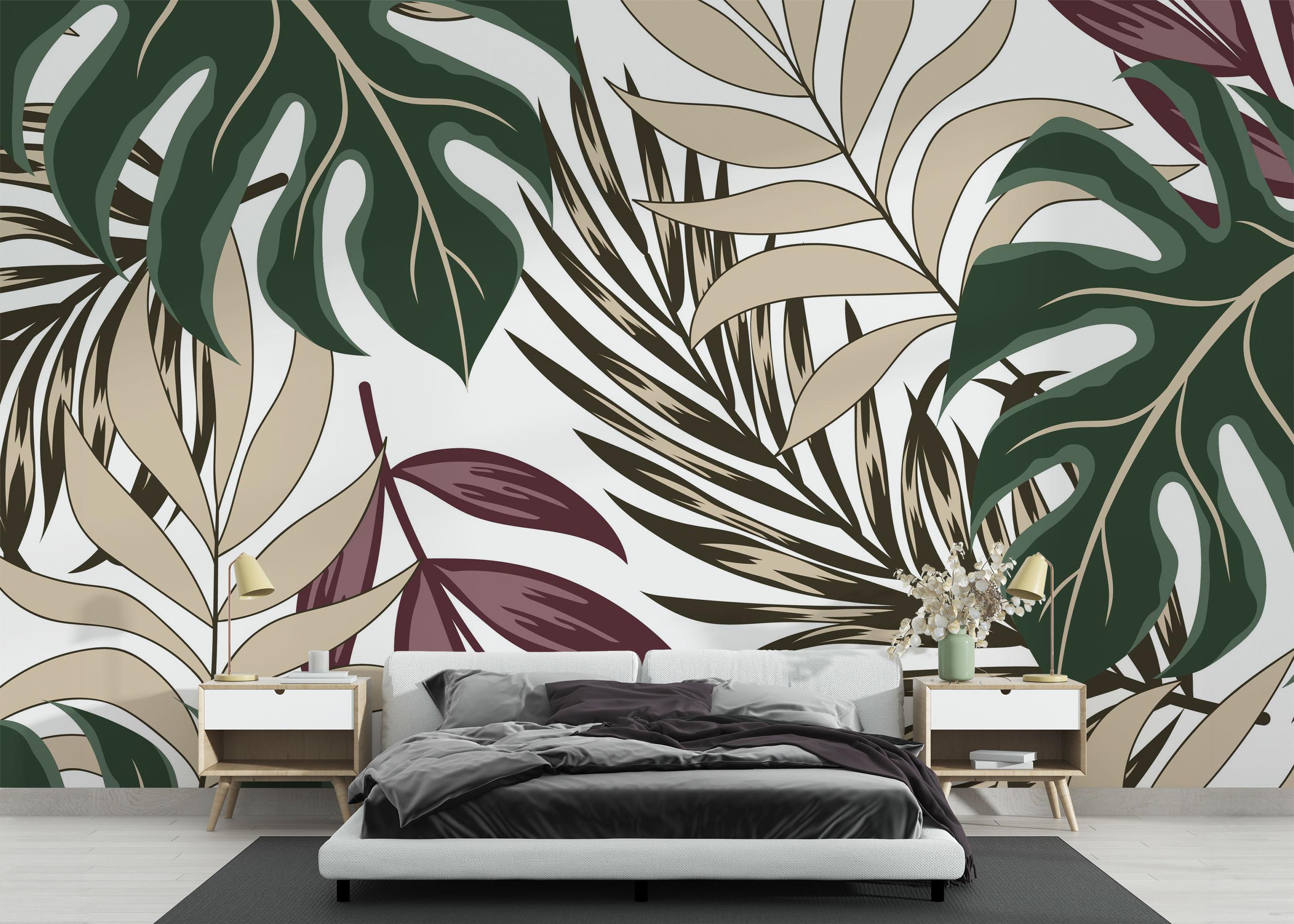 Fototapeta Burgundy Green Leaf mockup 3