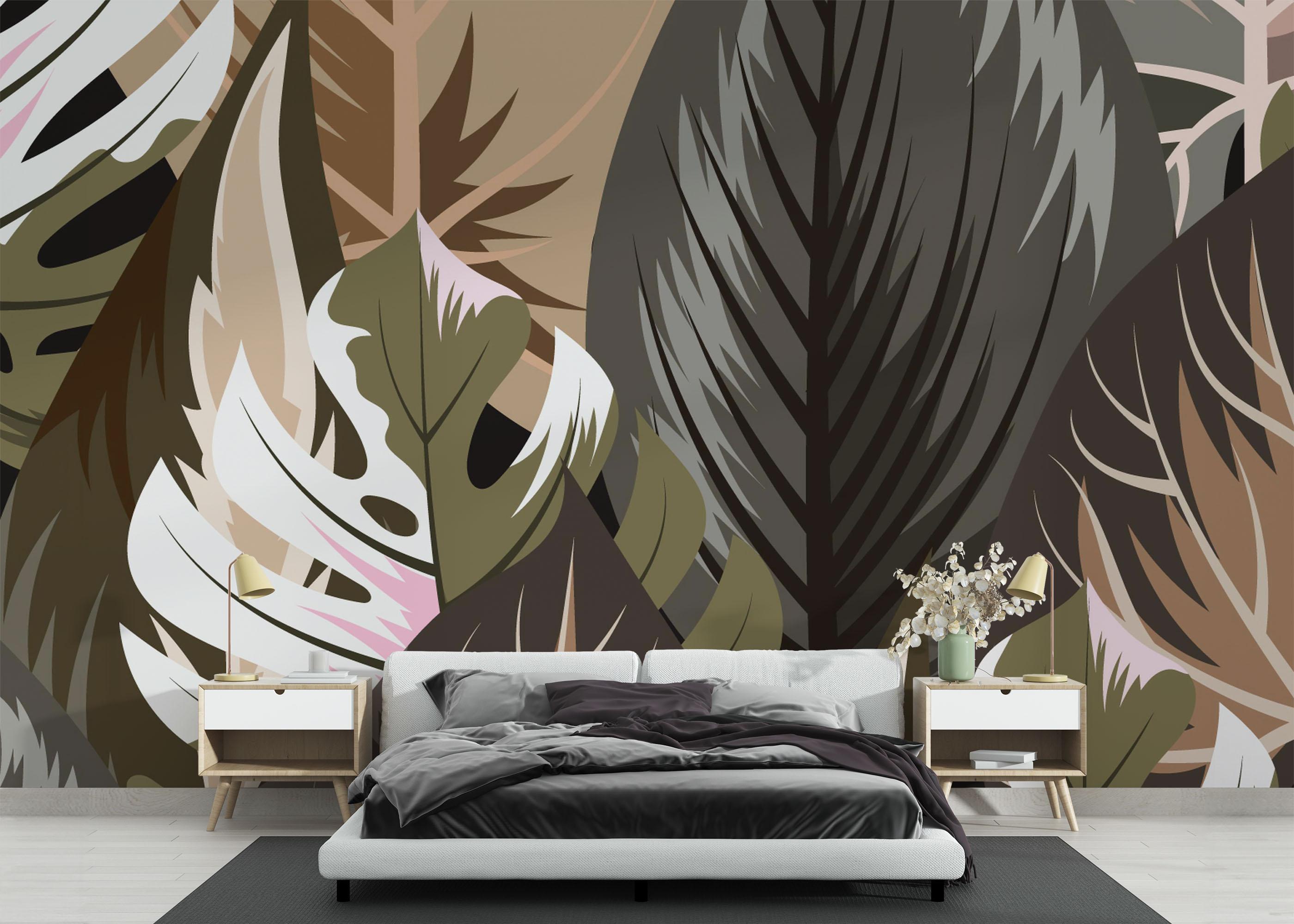 Fototapeta Cream Grey Leaves mockup 3