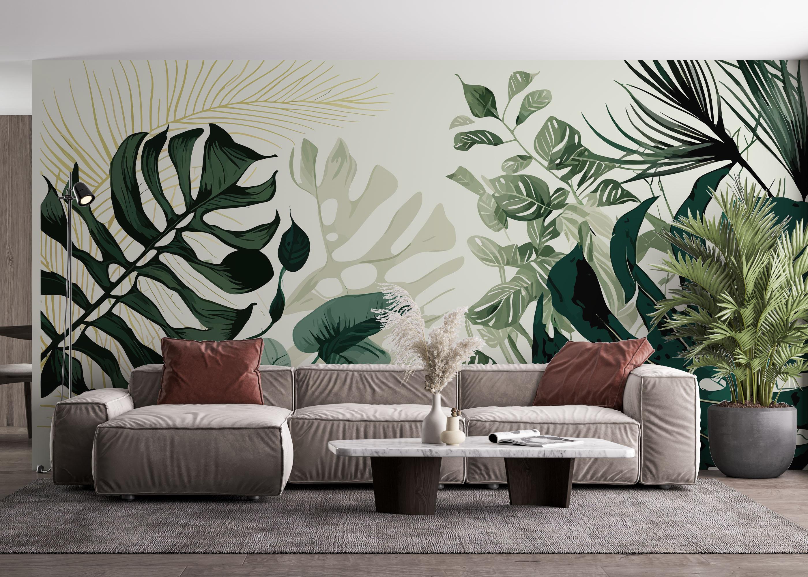 Fototapeta Big Green Leaves mockup 4