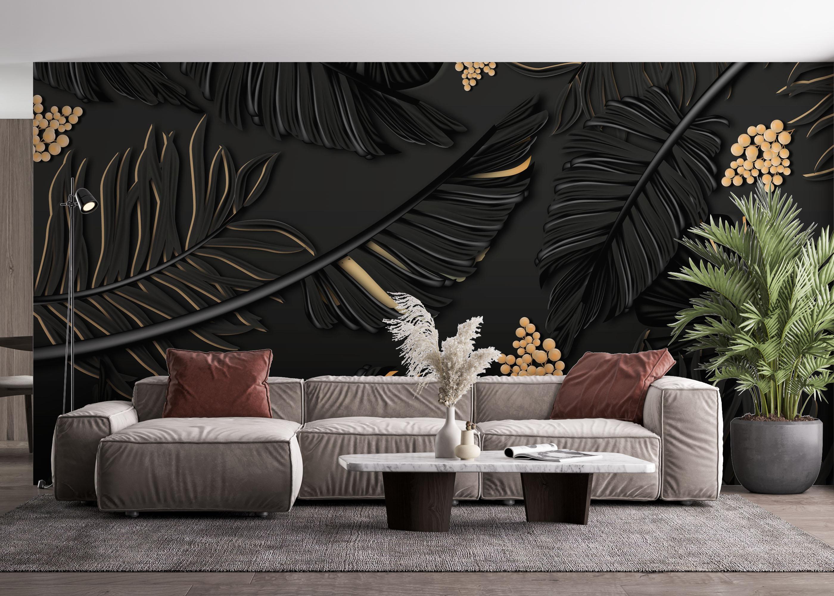 Fototapeta Black Gold Leaf Art mockup 4