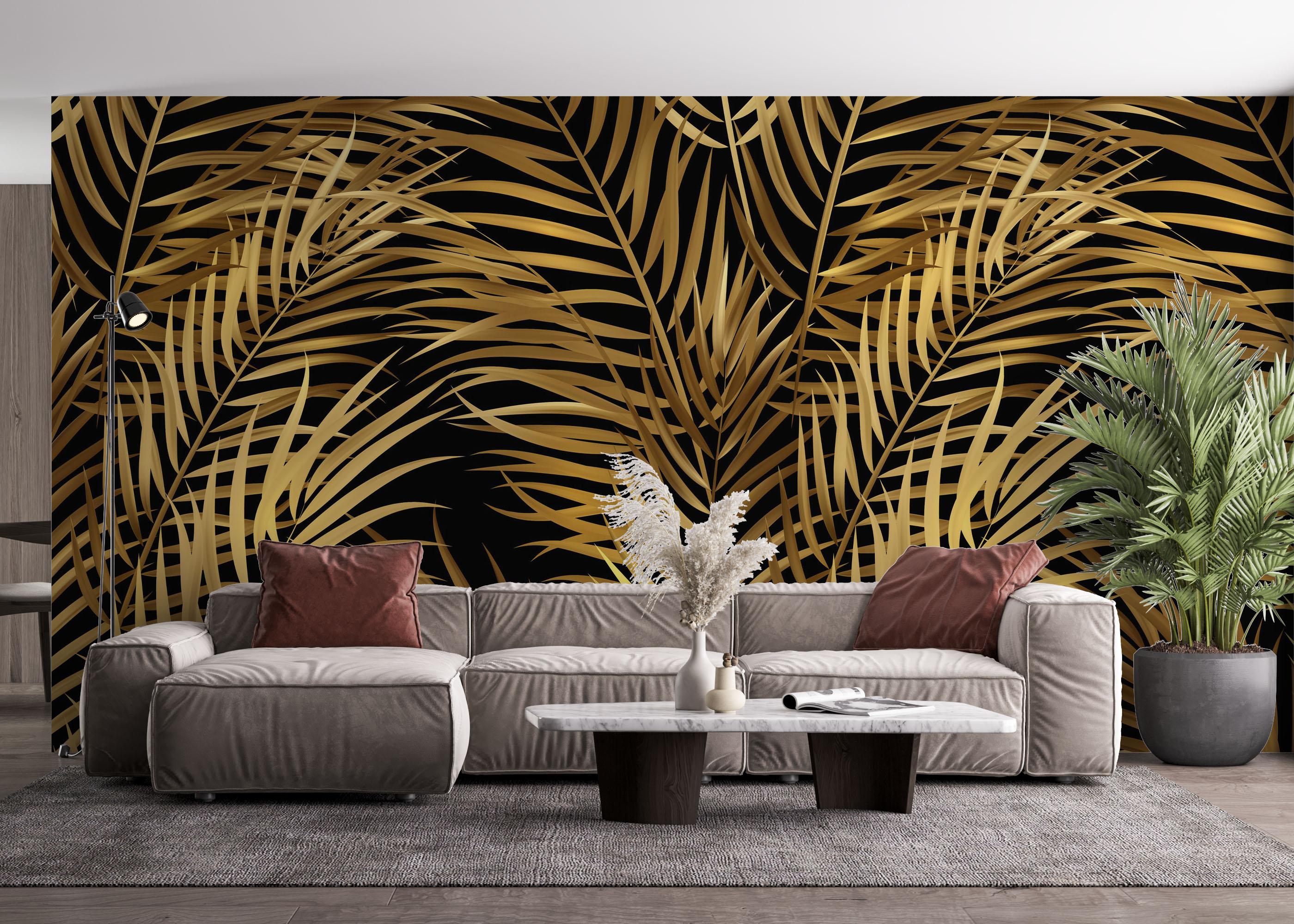 Fototapeta Black Yellow Leaves mockup 4