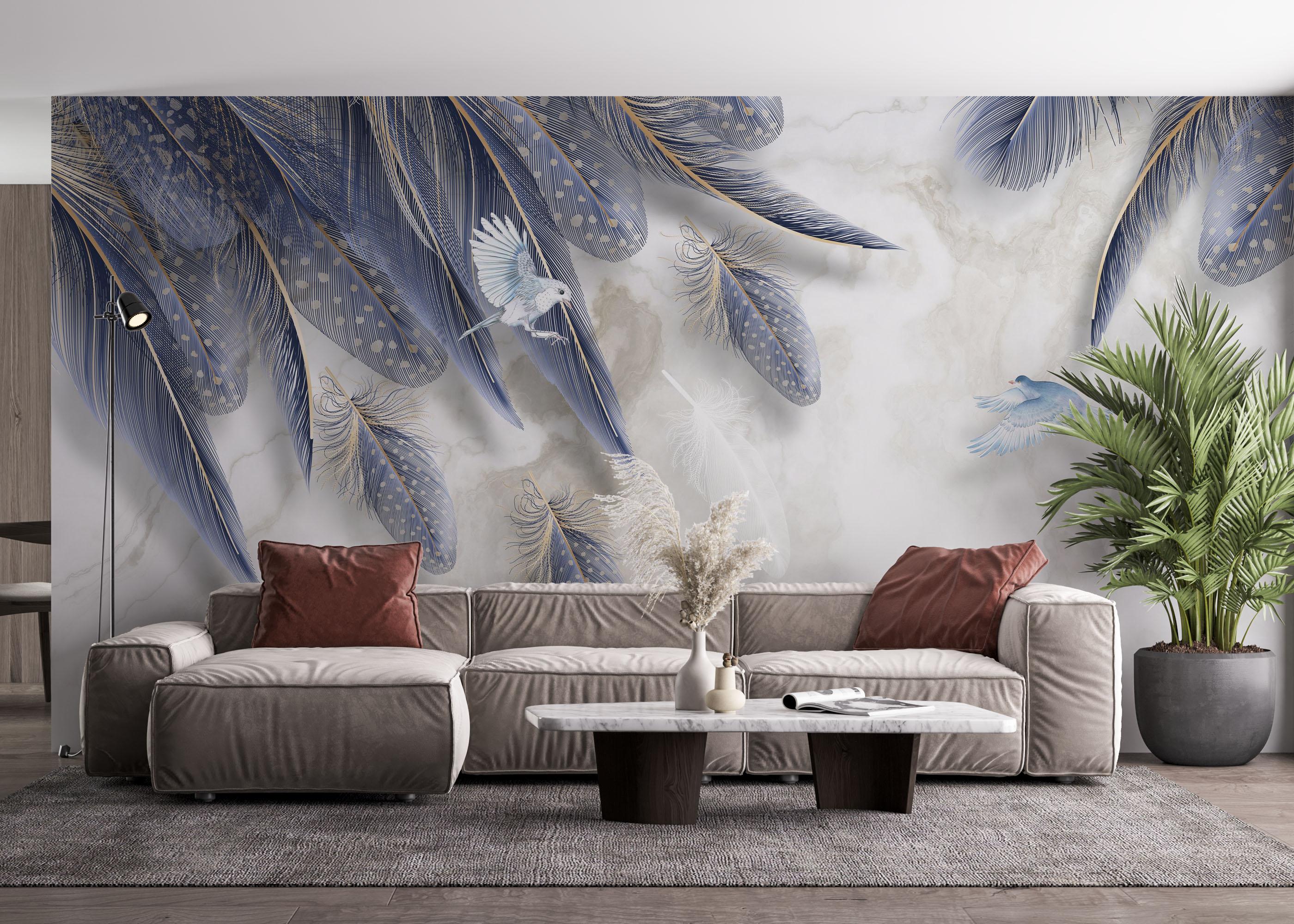 Fototapeta Blue Feather mockup 4