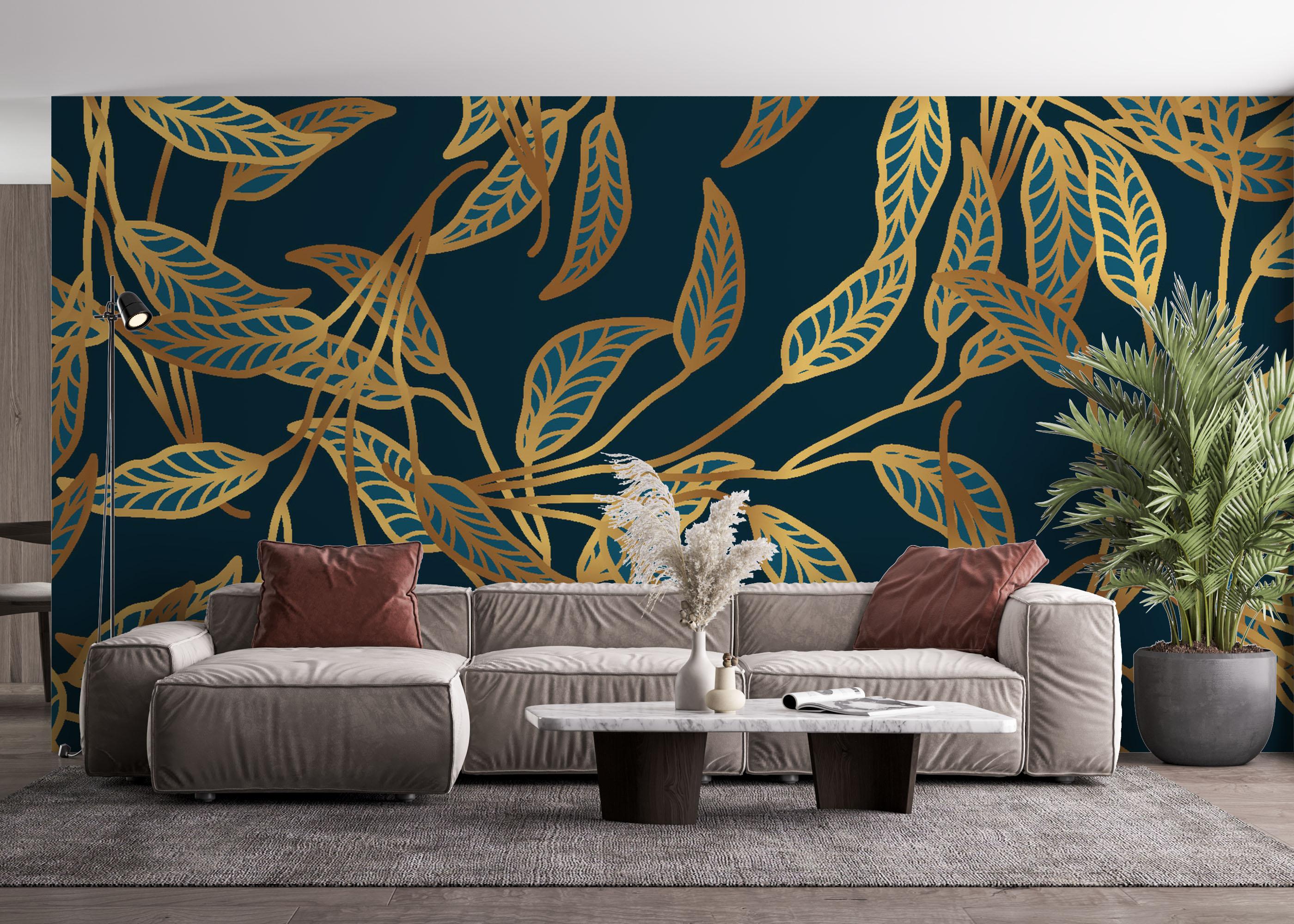 Fototapeta Blue Luxury Leaves mockup 4