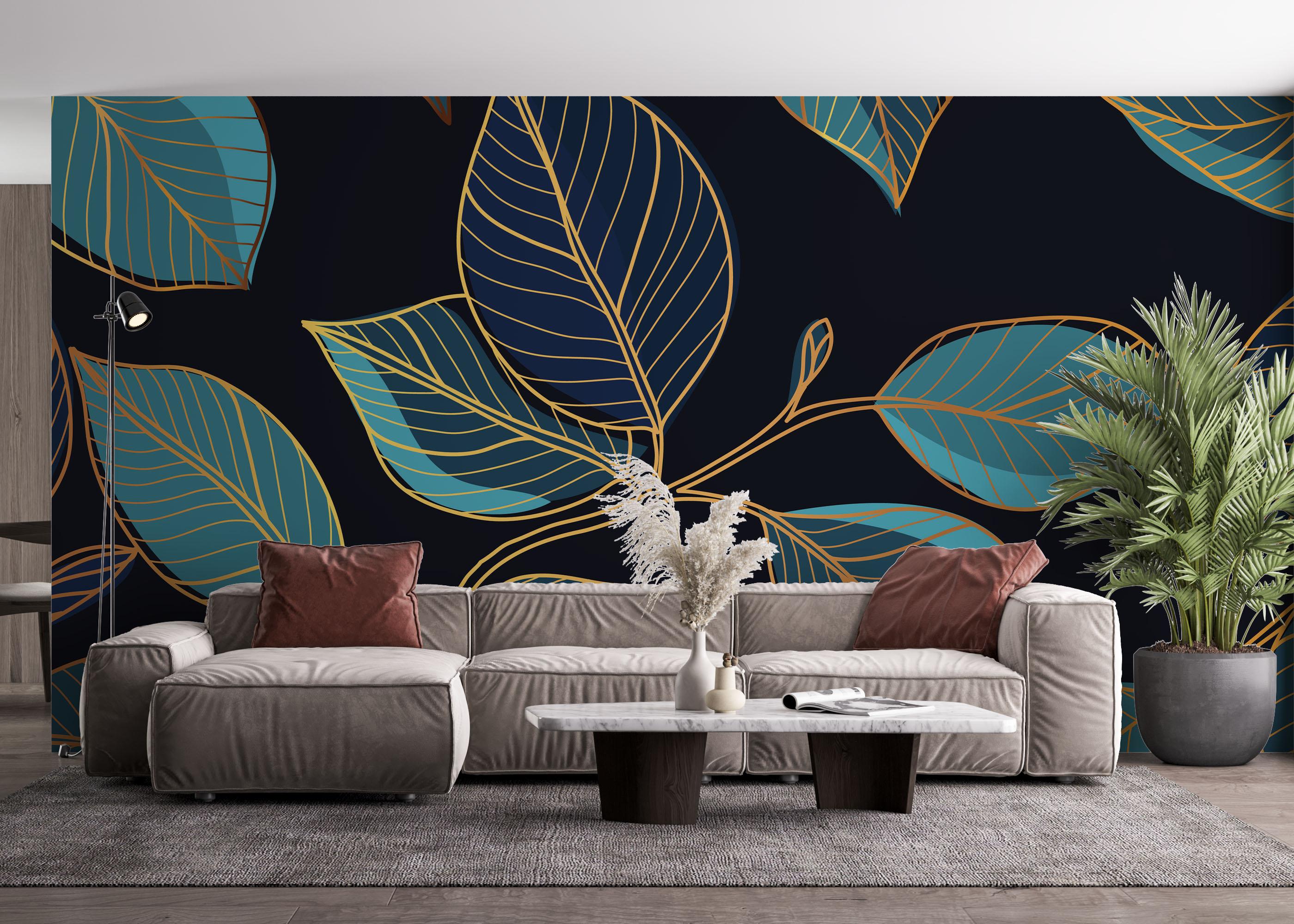 Fototapeta Blue Shades Leaves mockup 4
