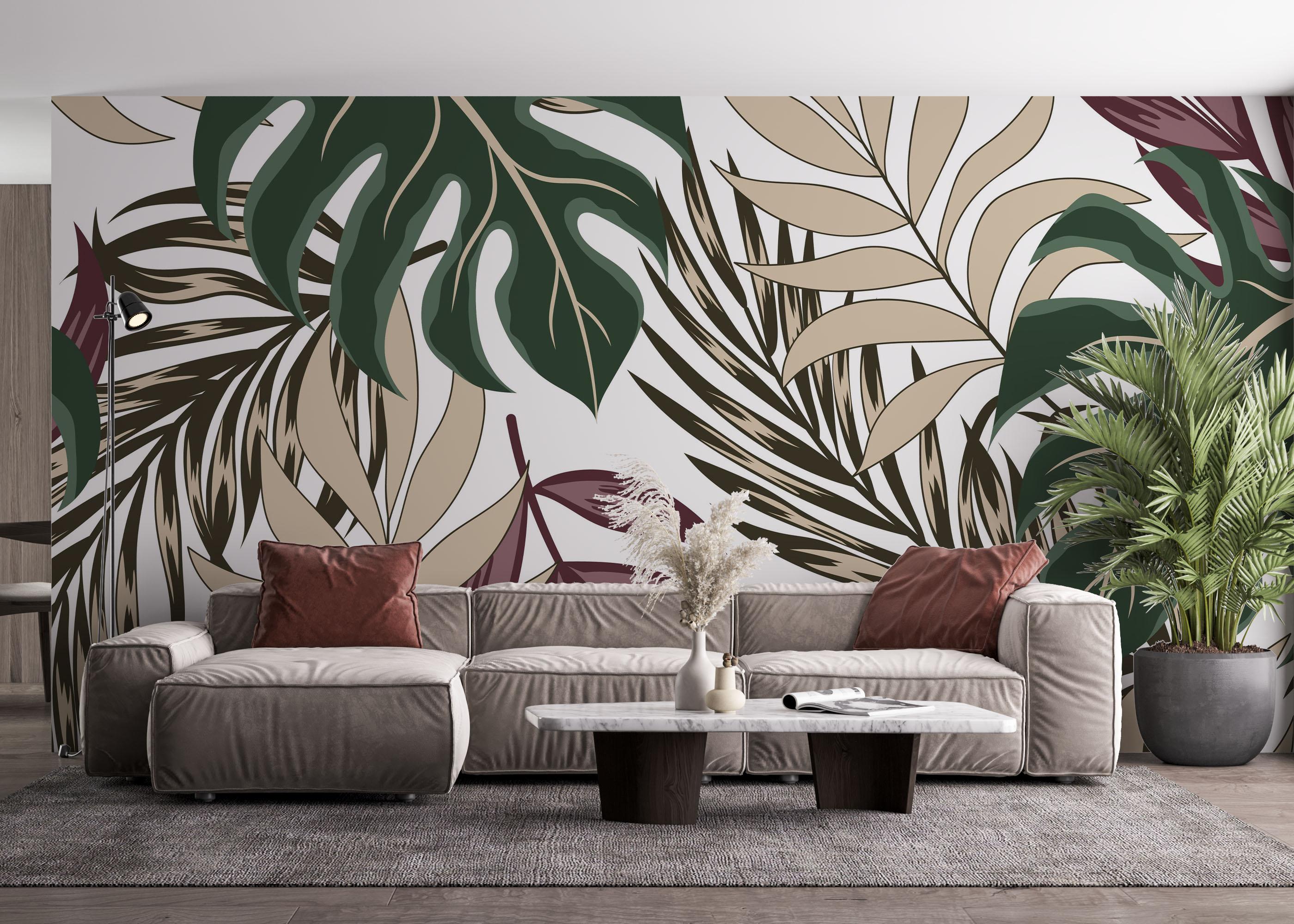 Fototapeta Burgundy Green Leaf mockup 4