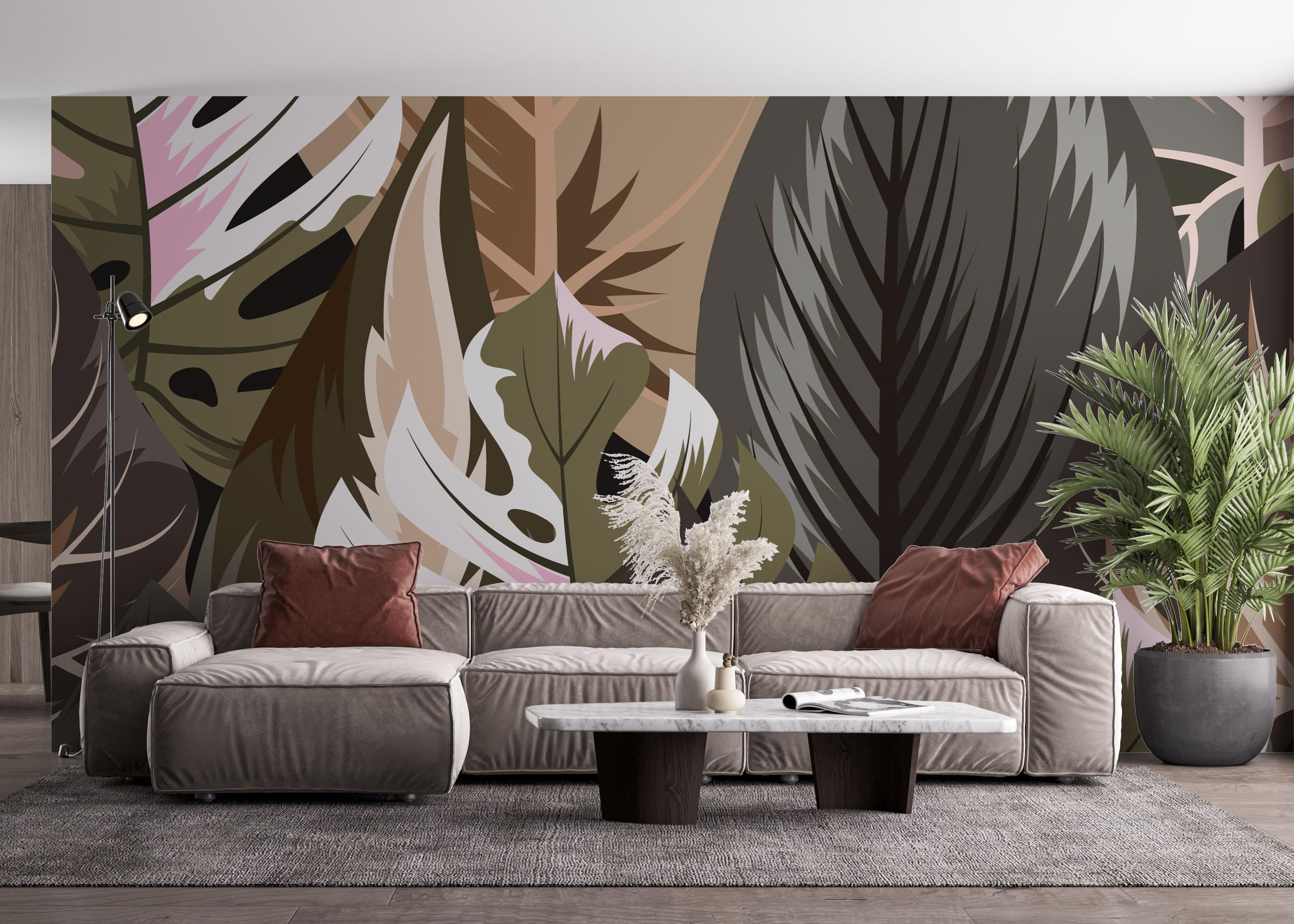 Fototapeta Cream Grey Leaves mockup 4