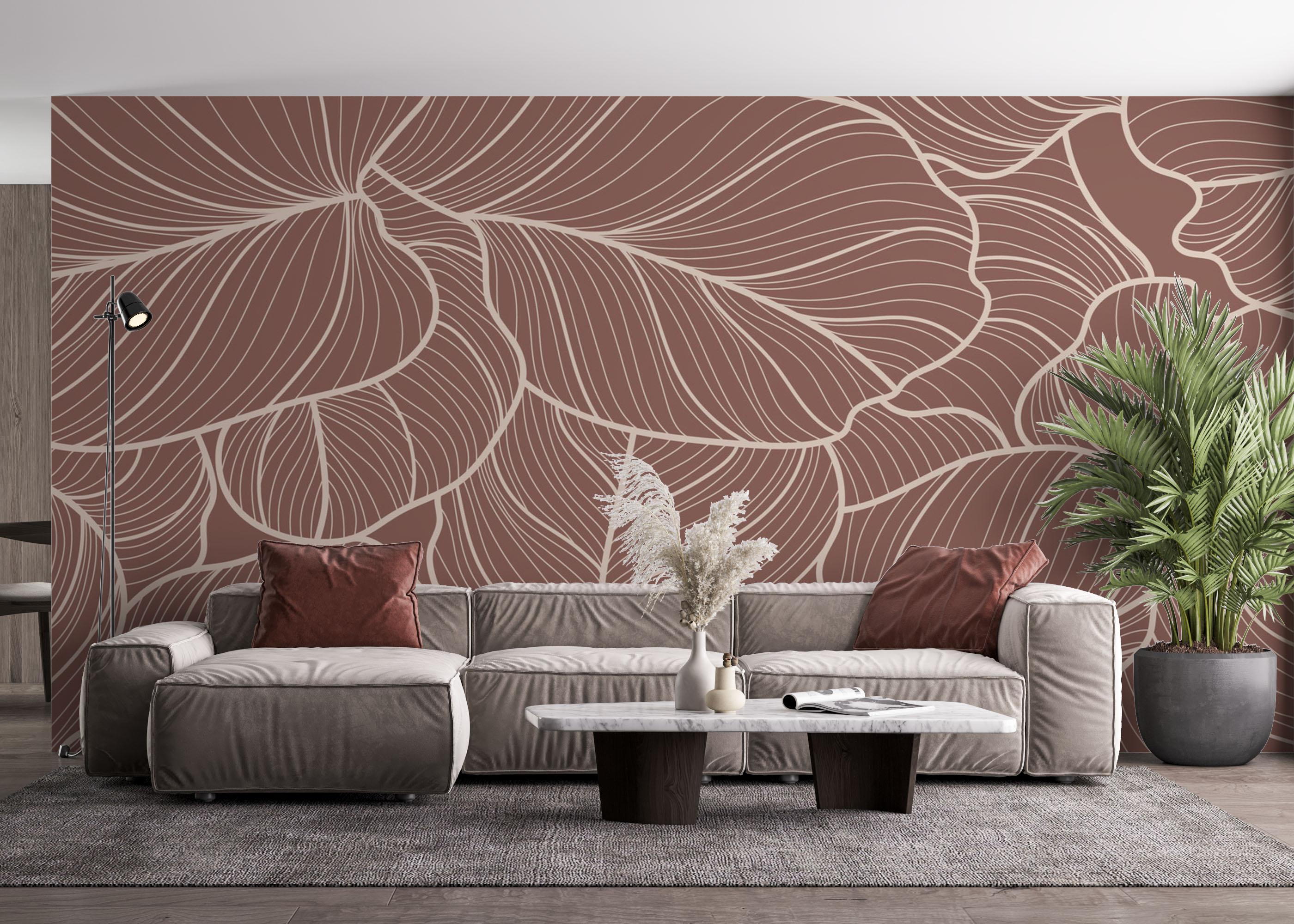 Fototapeta Pink Leaf Wall mockup 4